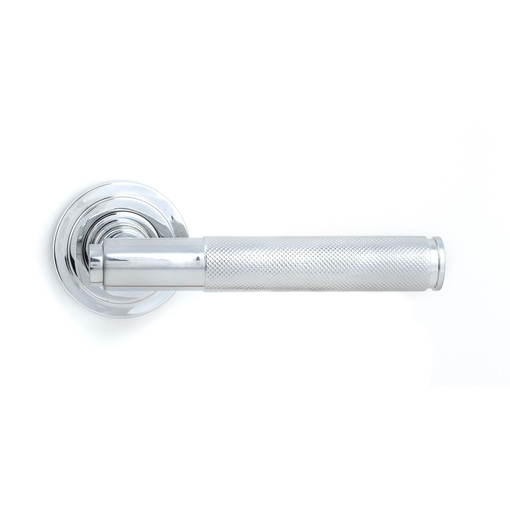 Polished Chrome Brompton Lever on Rose Set (Art Deco) - Unsprung | From The Anvil - Concealed - From The Anvil - Yester Home