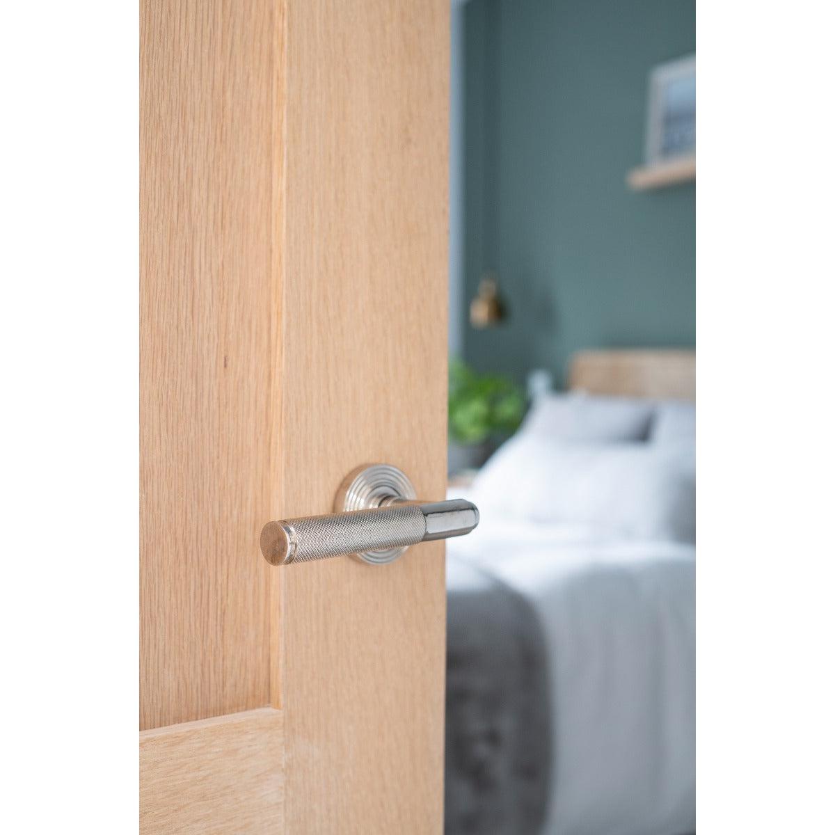 Polished Chrome Brompton Lever on Rose Set (Beehive) | From The Anvil-Concealed-Yester Home