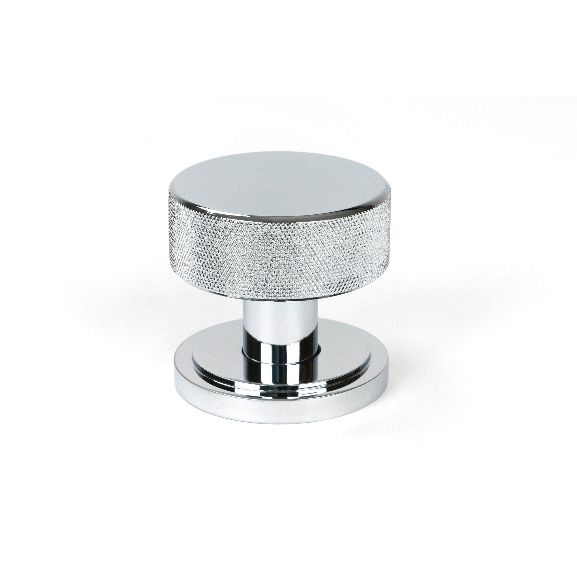 Polished Chrome Brompton Mortice/Rim Knob Set (Art Deco) | From The Anvil-Mortice Knobs-Yester Home