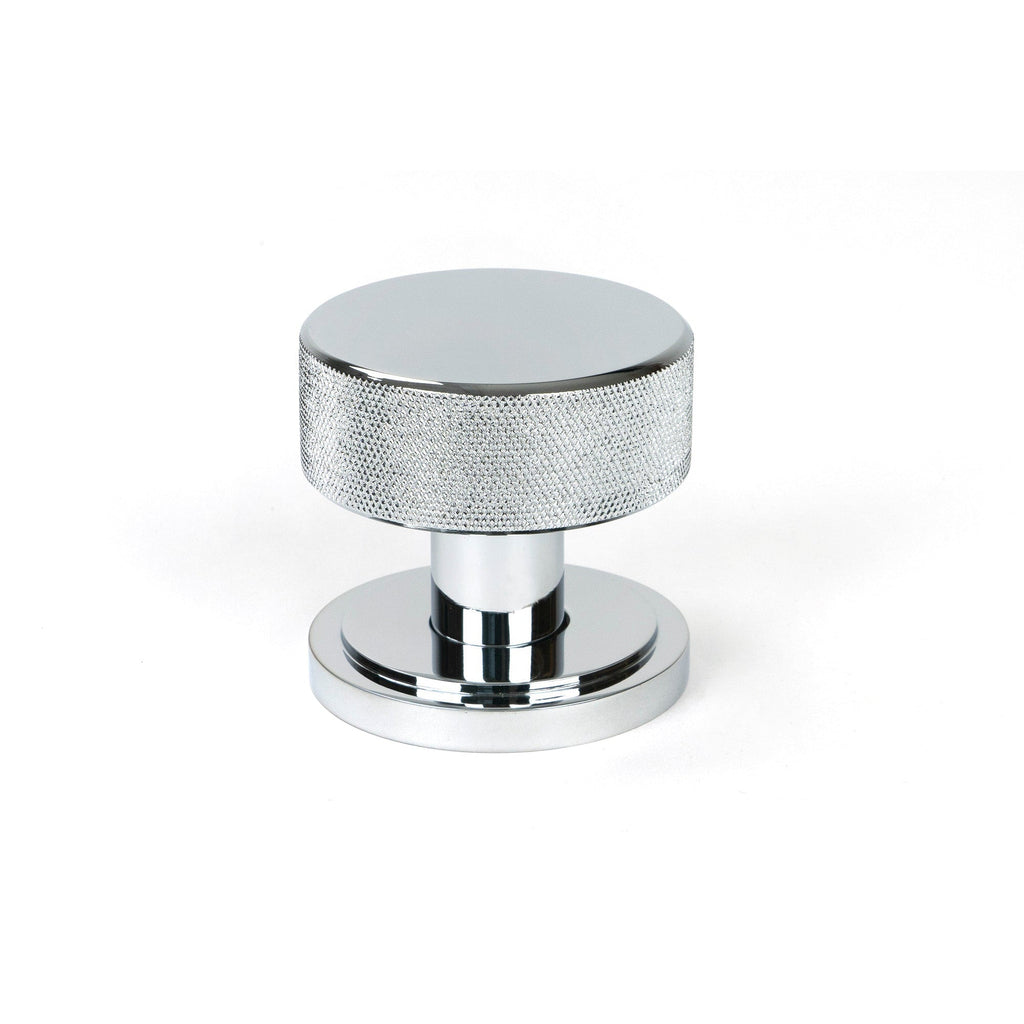 Polished Chrome Brompton Mortice/Rim Knob Set (Art Deco) | From The Anvil-Mortice Knobs-Yester Home