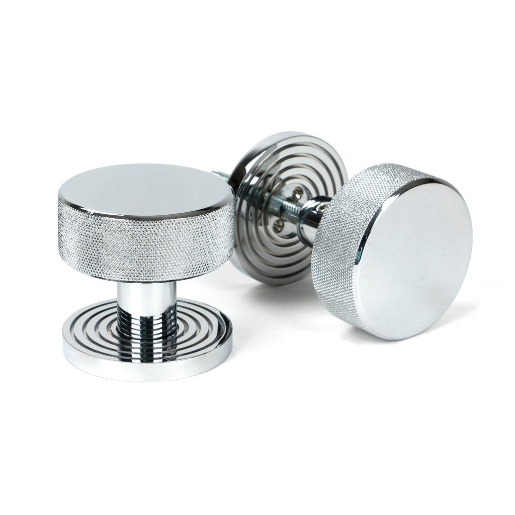 Polished Chrome Brompton Mortice/Rim Knob Set (Beehive) | From The Anvil-Mortice Knobs-Yester Home