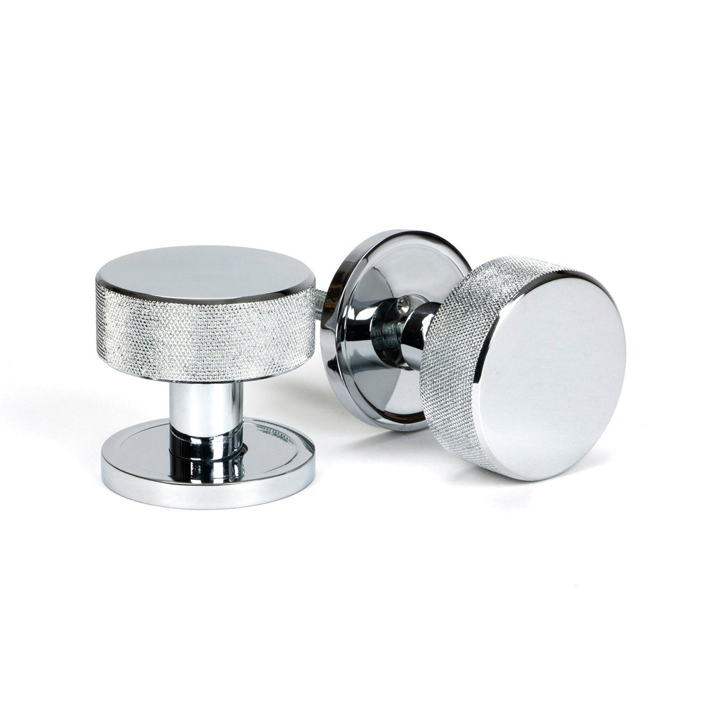 Polished Chrome Brompton Mortice/Rim Knob Set (Plain) | From The Anvil-Mortice Knobs-Yester Home