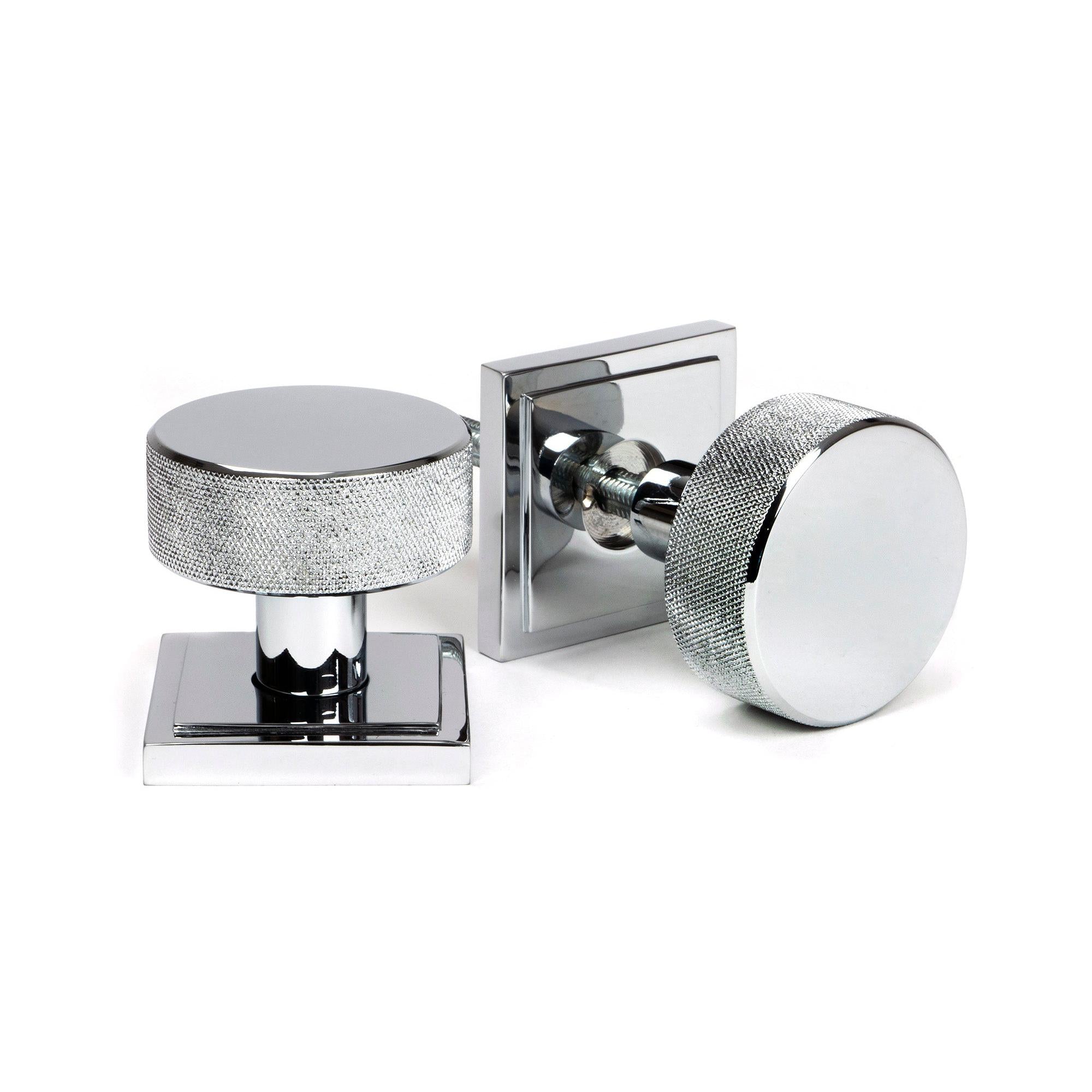 Polished Chrome Brompton Mortice/Rim Knob Set (Square) | From The Anvil - Mortice Knobs - From The Anvil - Yester Home