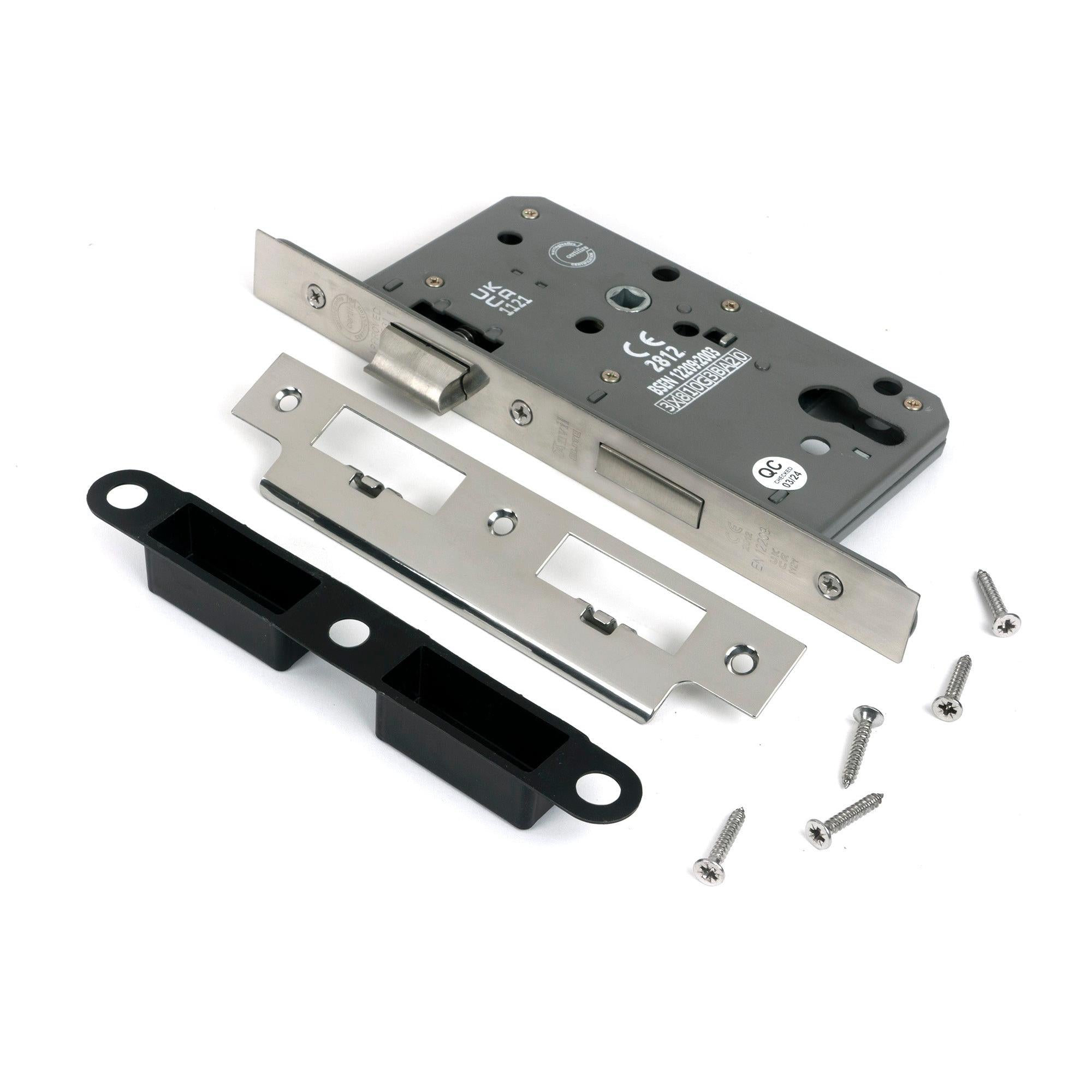 Polished Chrome Euro Din Sash Lock - 60mm Backset/72mm Centre - Euro Locks - From The Anvil - Yester Home