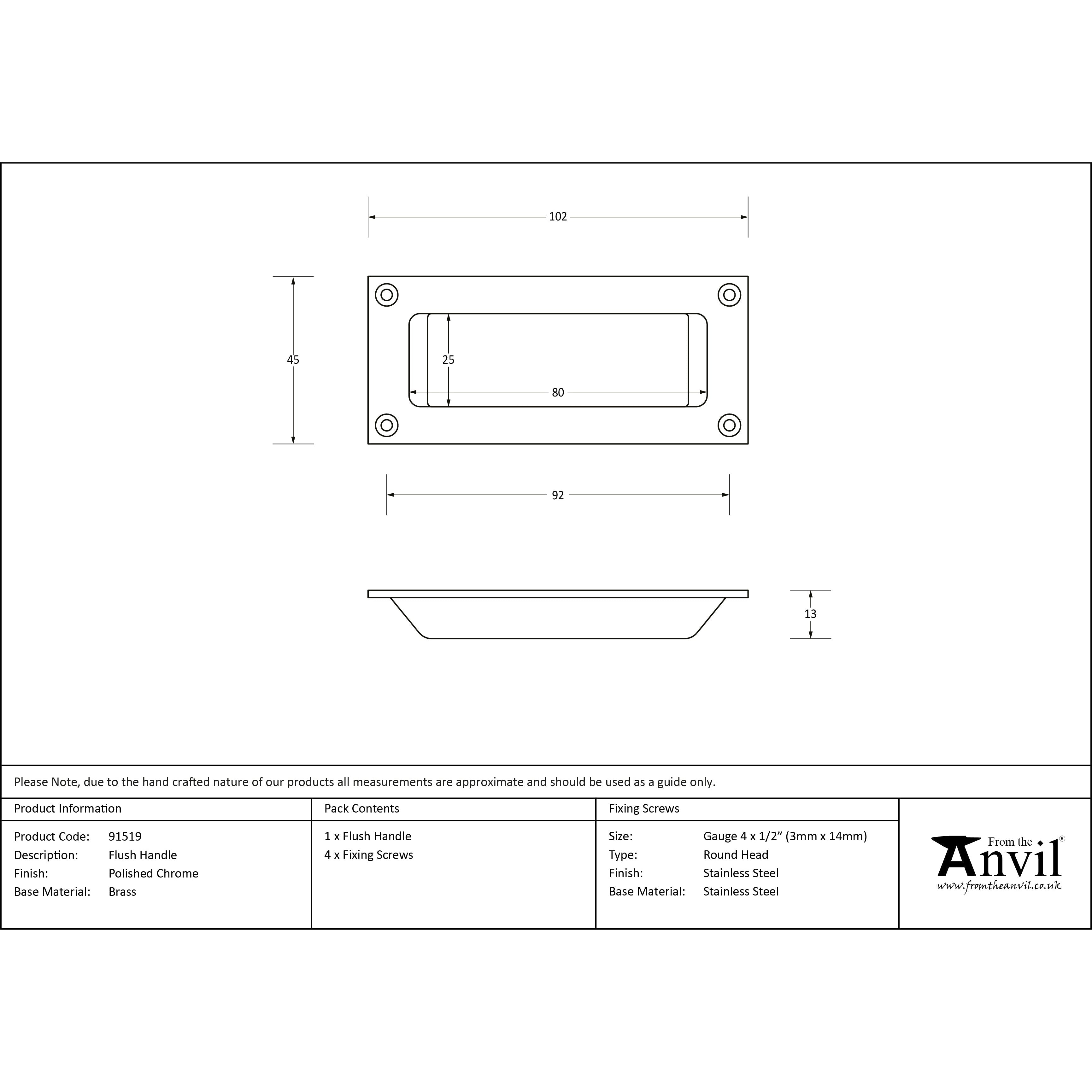 Polished Chrome Flush Handle | From The Anvil-Flush Handles-Yester Home