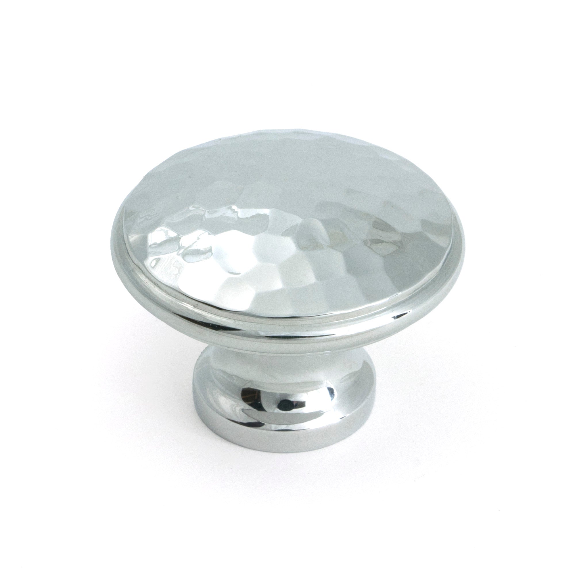 Polished Chrome Hammered Cabinet Knob - Large - Cabinet Knobs - From The Anvil - Yester Home