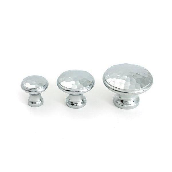 Polished Chrome Hammered Cabinet Knob - Medium - Cabinet Knobs - From The Anvil - Yester Home