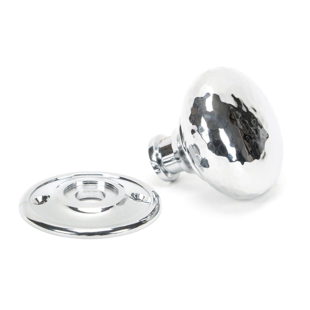 Polished Chrome Hammered Mushroom Mortice/Rim Knob Set | From The Anvil-Mortice Knobs-Yester Home