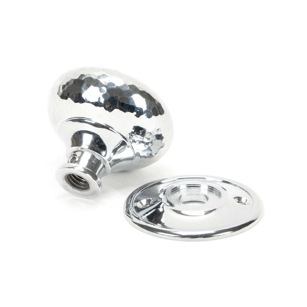 Polished Chrome Hammered Mushroom Mortice/Rim Knob Set | From The Anvil-Mortice Knobs-Yester Home