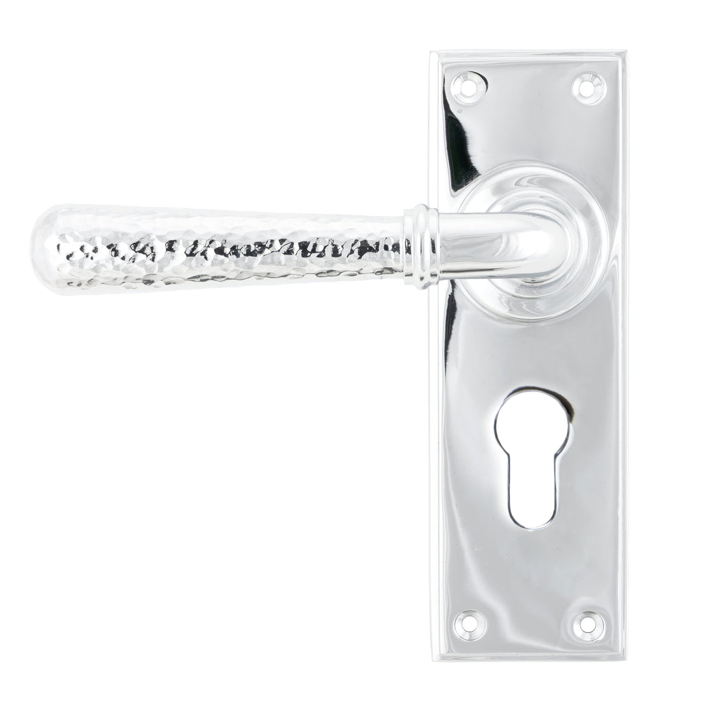 Polished Chrome Hammered Newbury Lever Euro Lock Set | From The Anvil-Lever Euro-Yester Home