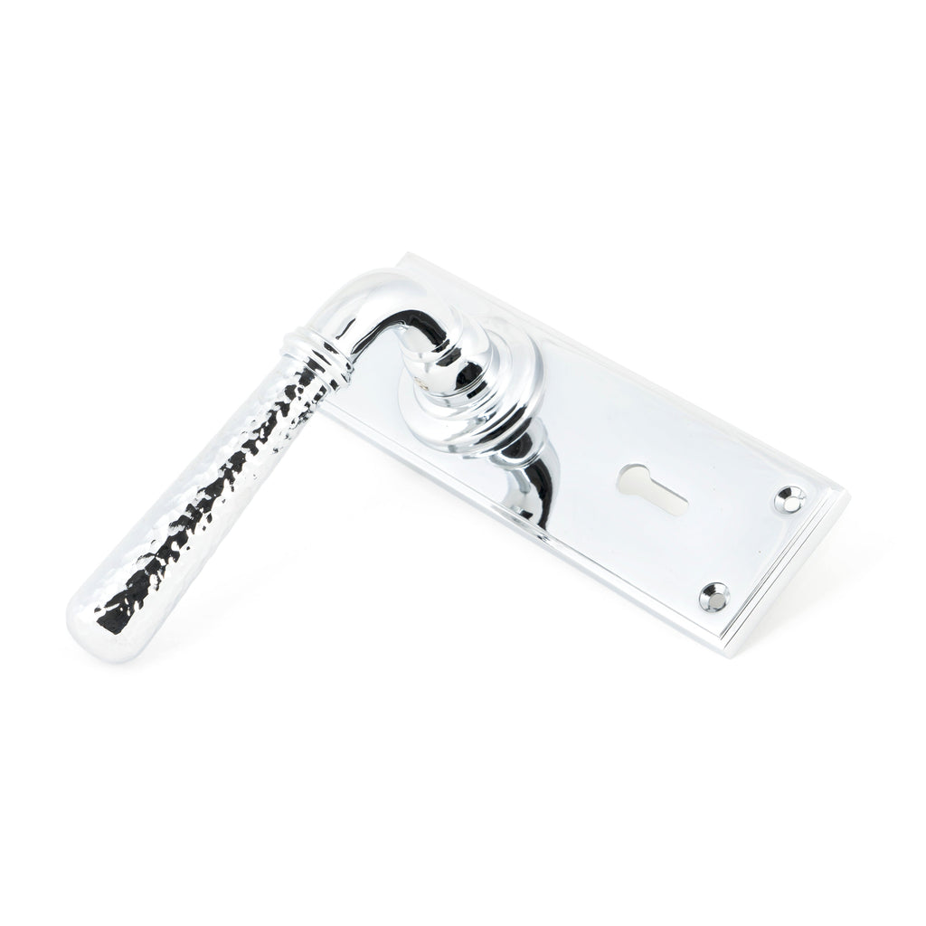 Polished Chrome Hammered Newbury Lever Lock Set | From The Anvil-Lever Lock-Yester Home