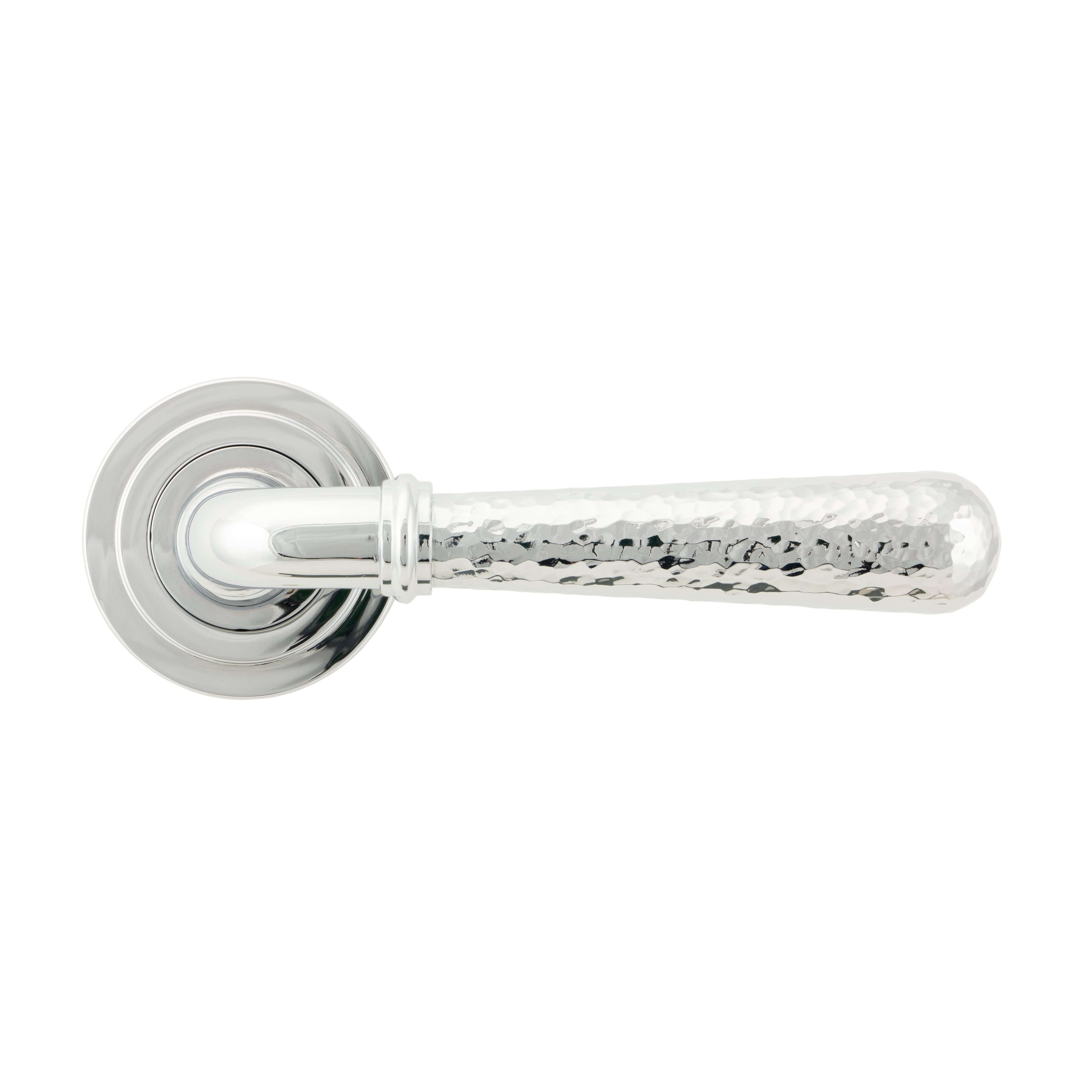 Polished Chrome Hammered Newbury Lever on Rose Set (Art Deco) | From The Anvil-Concealed-Yester Home