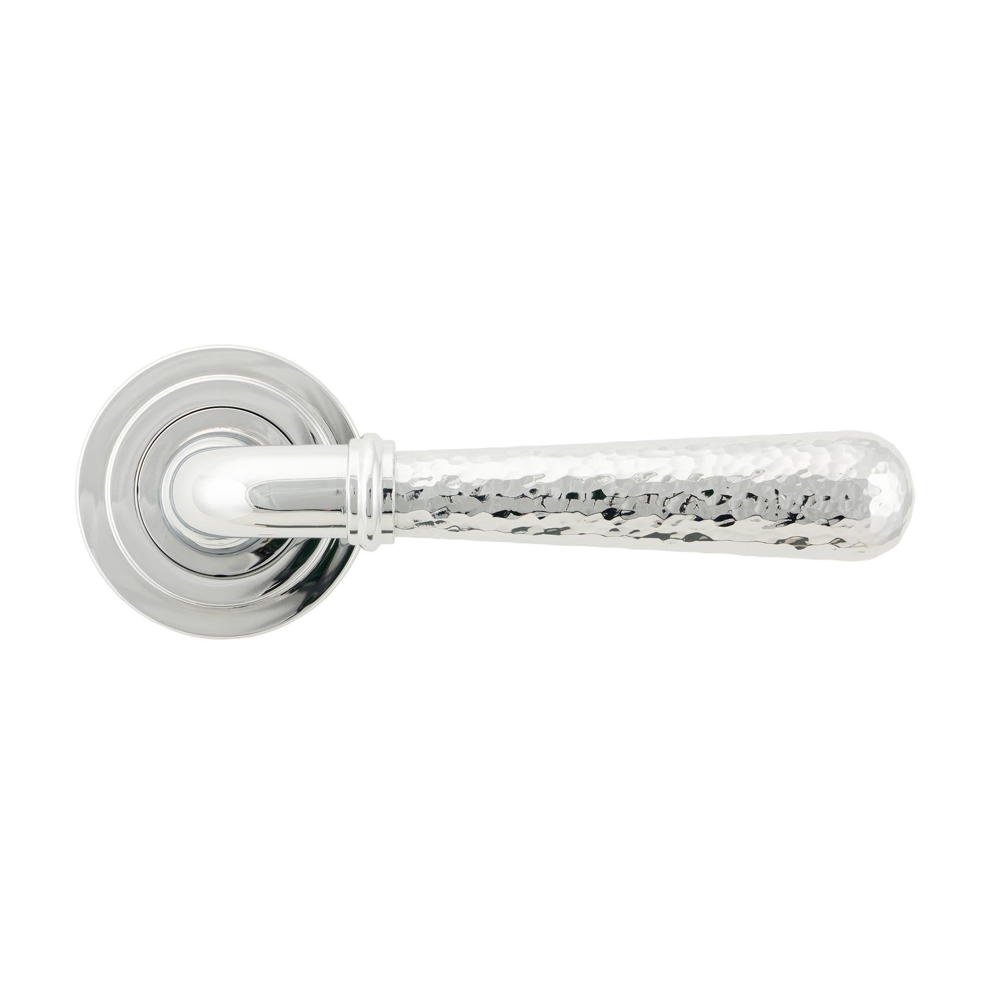 Polished Chrome Hammered Newbury Lever on Rose Set (Art Deco) | From The Anvil - Concealed - From The Anvil - Yester Home