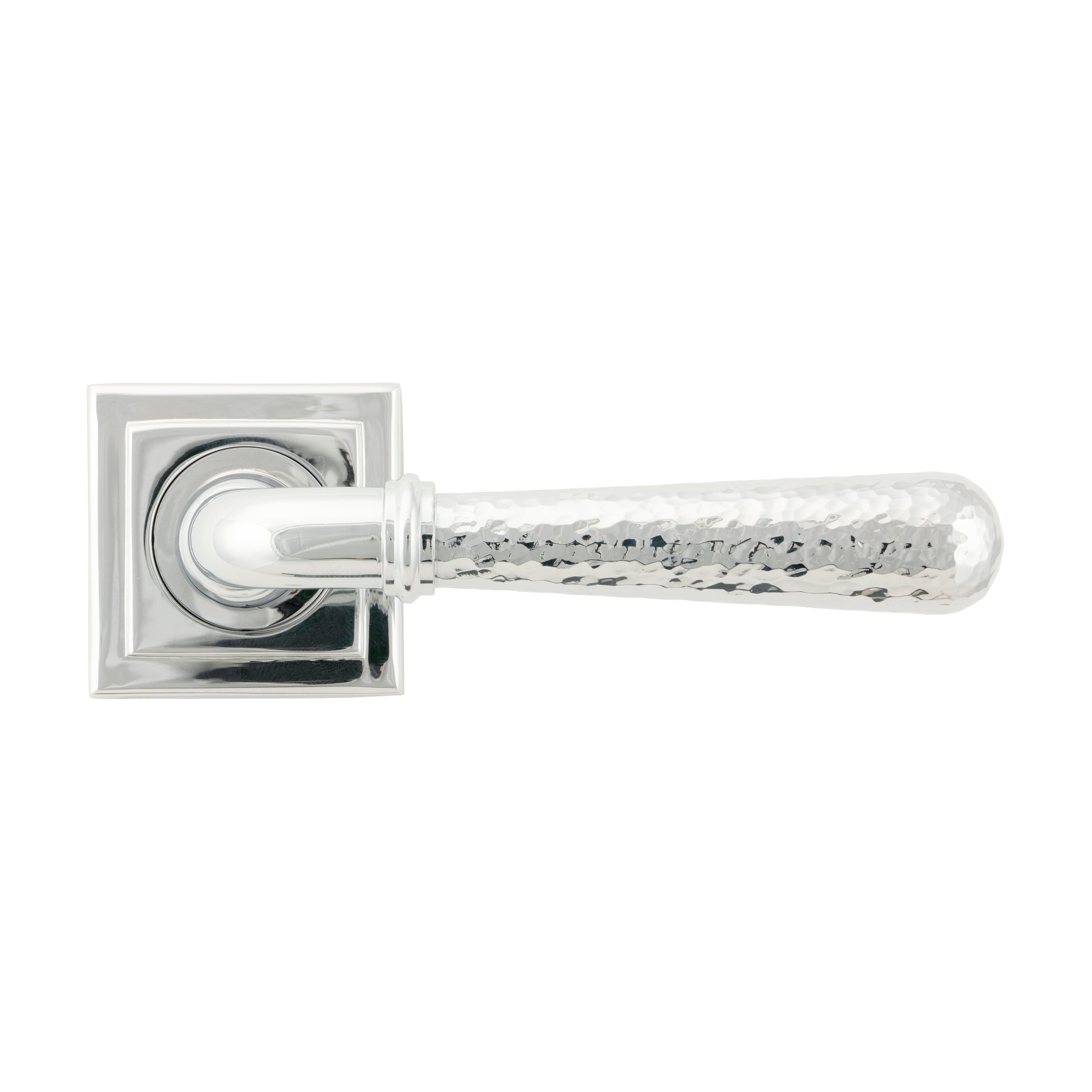 Polished Chrome Hammered Newbury Lever on Rose Set (Square) | From The Anvil-Concealed-Yester Home