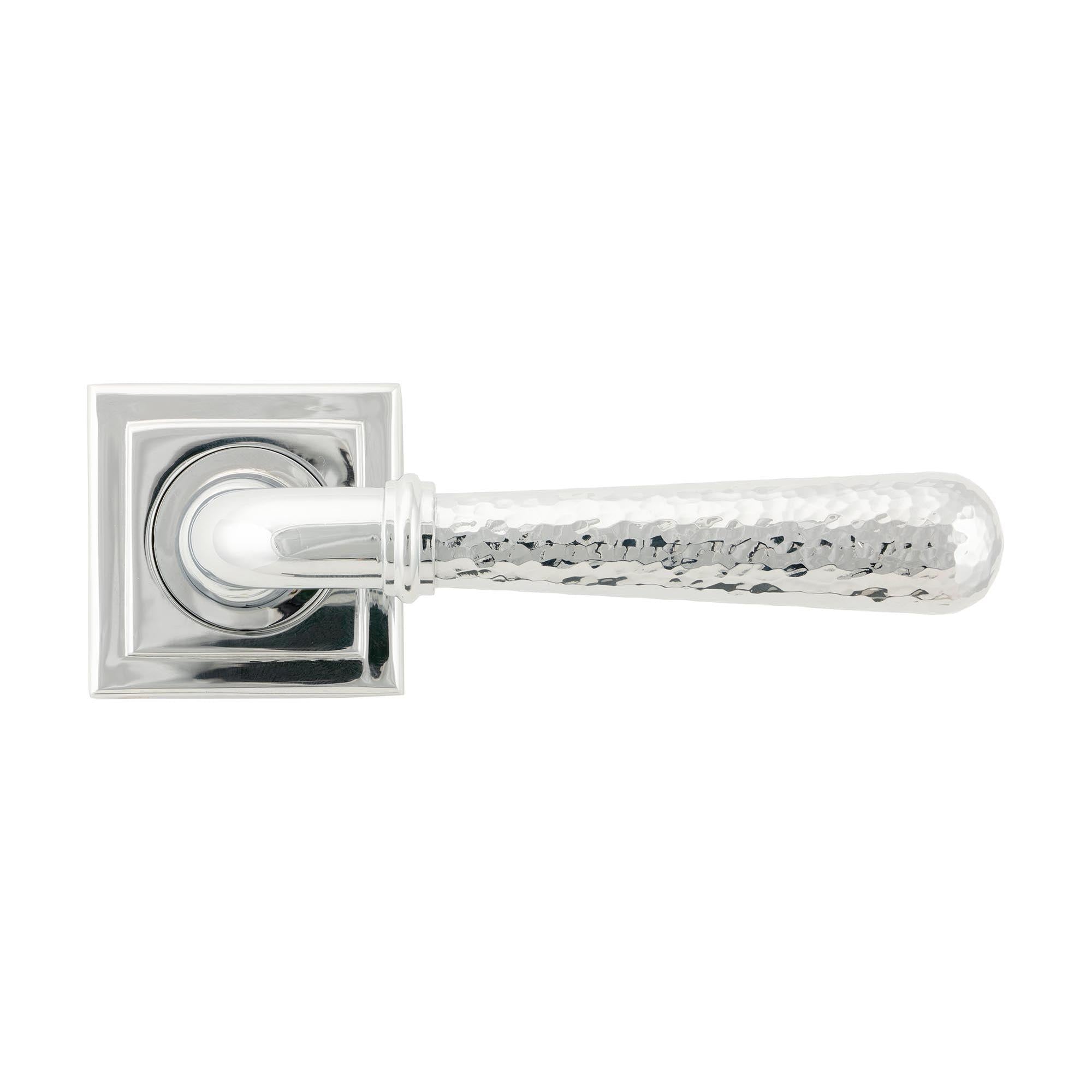 Polished Chrome Hammered Newbury Lever on Rose Set (Square) | From The Anvil - Concealed - From The Anvil - Yester Home