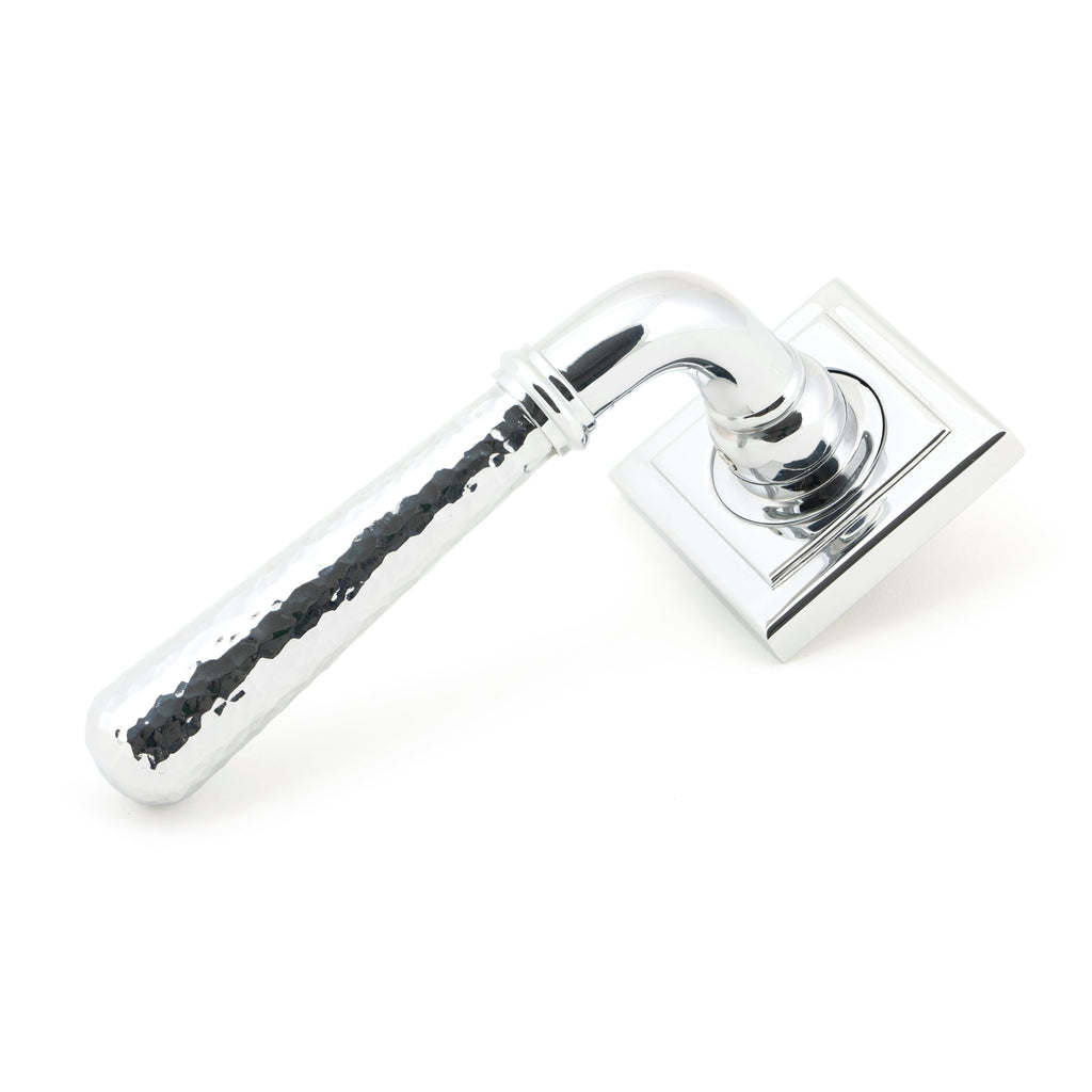 Polished Chrome Hammered Newbury Lever on Rose Set (Square) | From The Anvil-Concealed-Yester Home