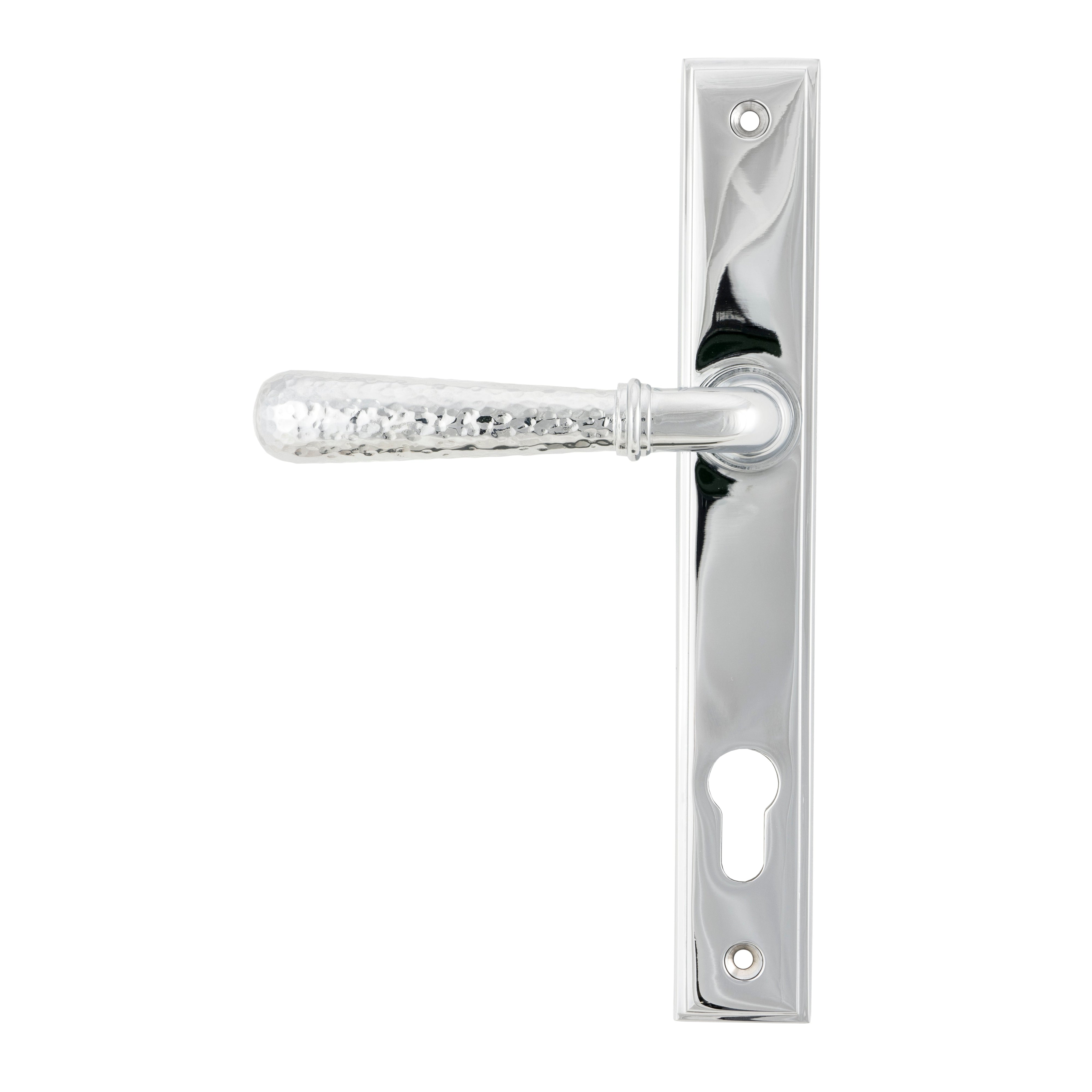 Polished Chrome Hammered Newbury Slimline Espag. Lock Set | From The Anvil-Espagnolette-Yester Home