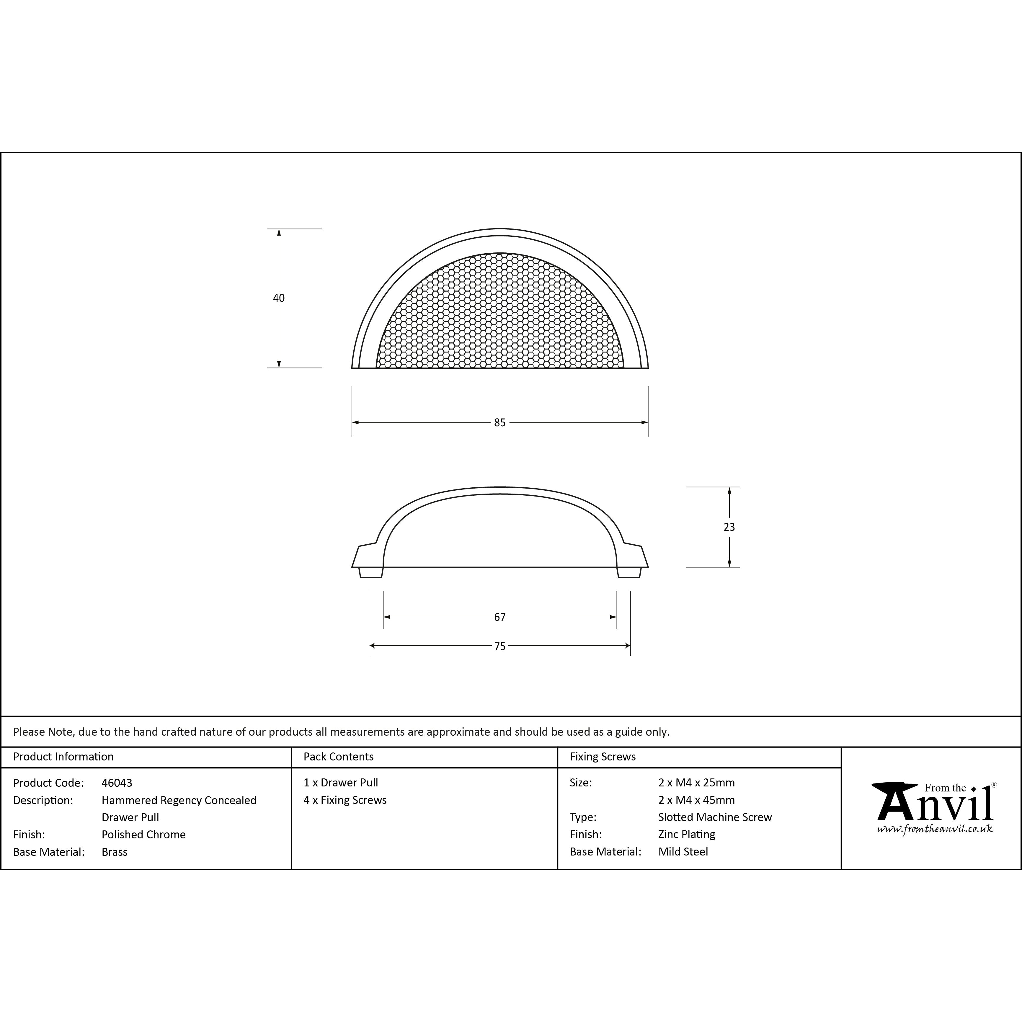 Polished Chrome Hammered Regency Concealed Drawer Pull | From The Anvil-Drawer Pulls-Yester Home