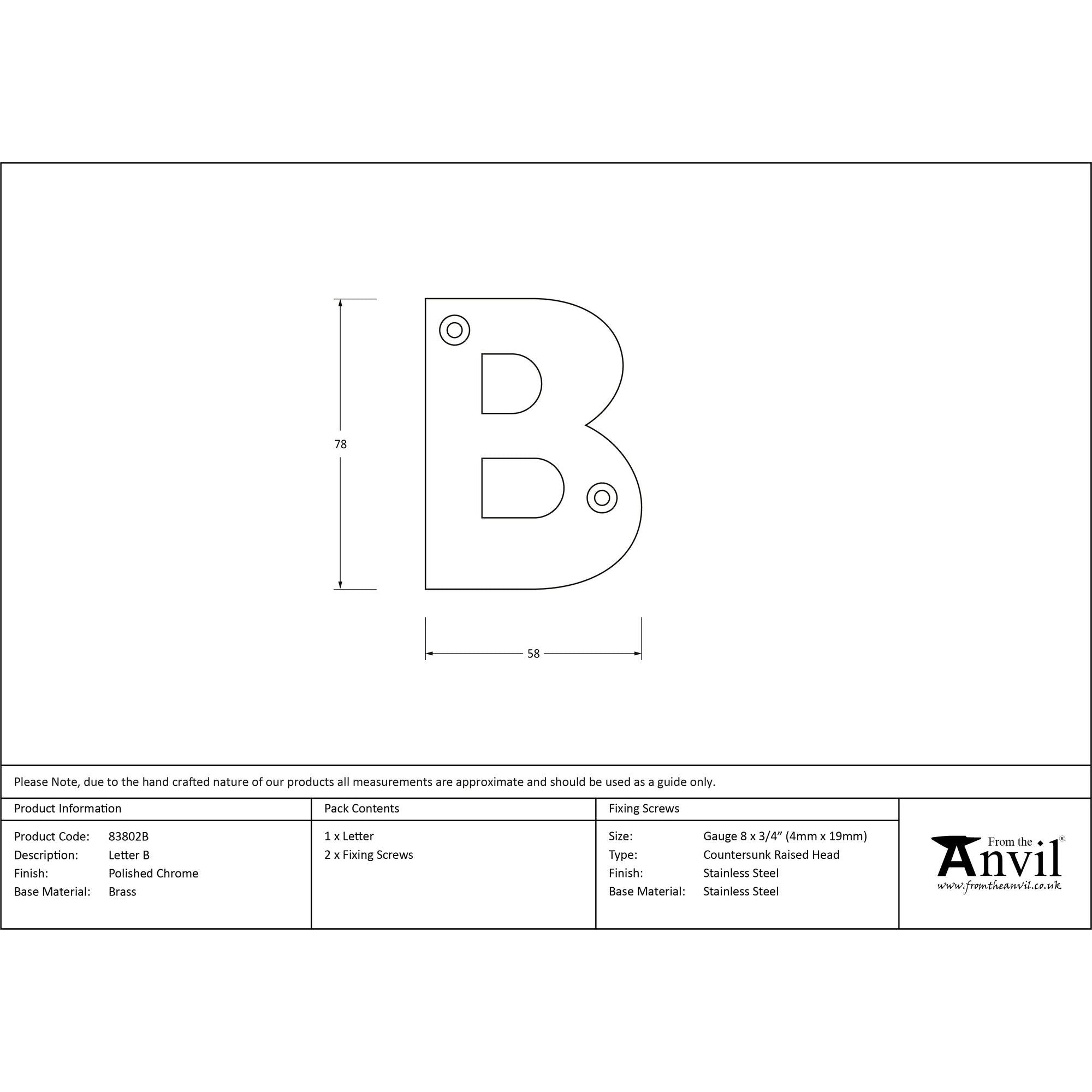 Polished Chrome Letter B | From The Anvil - Letters - From The Anvil - Yester Home