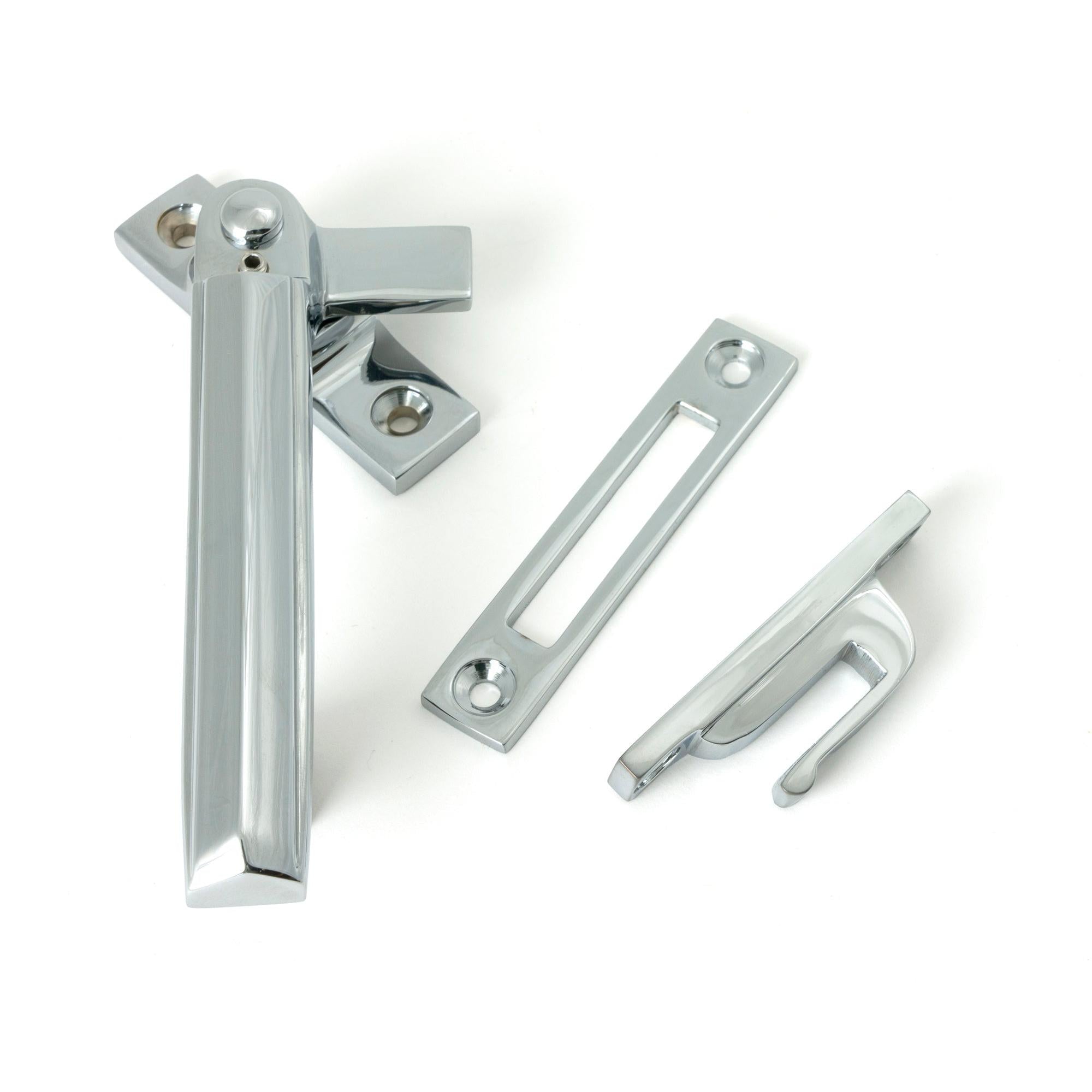 Polished Chrome Locking Art Deco Fastener - LH - Locking Fasteners - From The Anvil - Yester Home