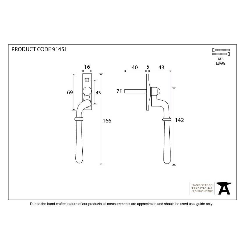 Polished Chrome Newbury Espag - LH | From The Anvil-Espag. Fasteners-Yester Home