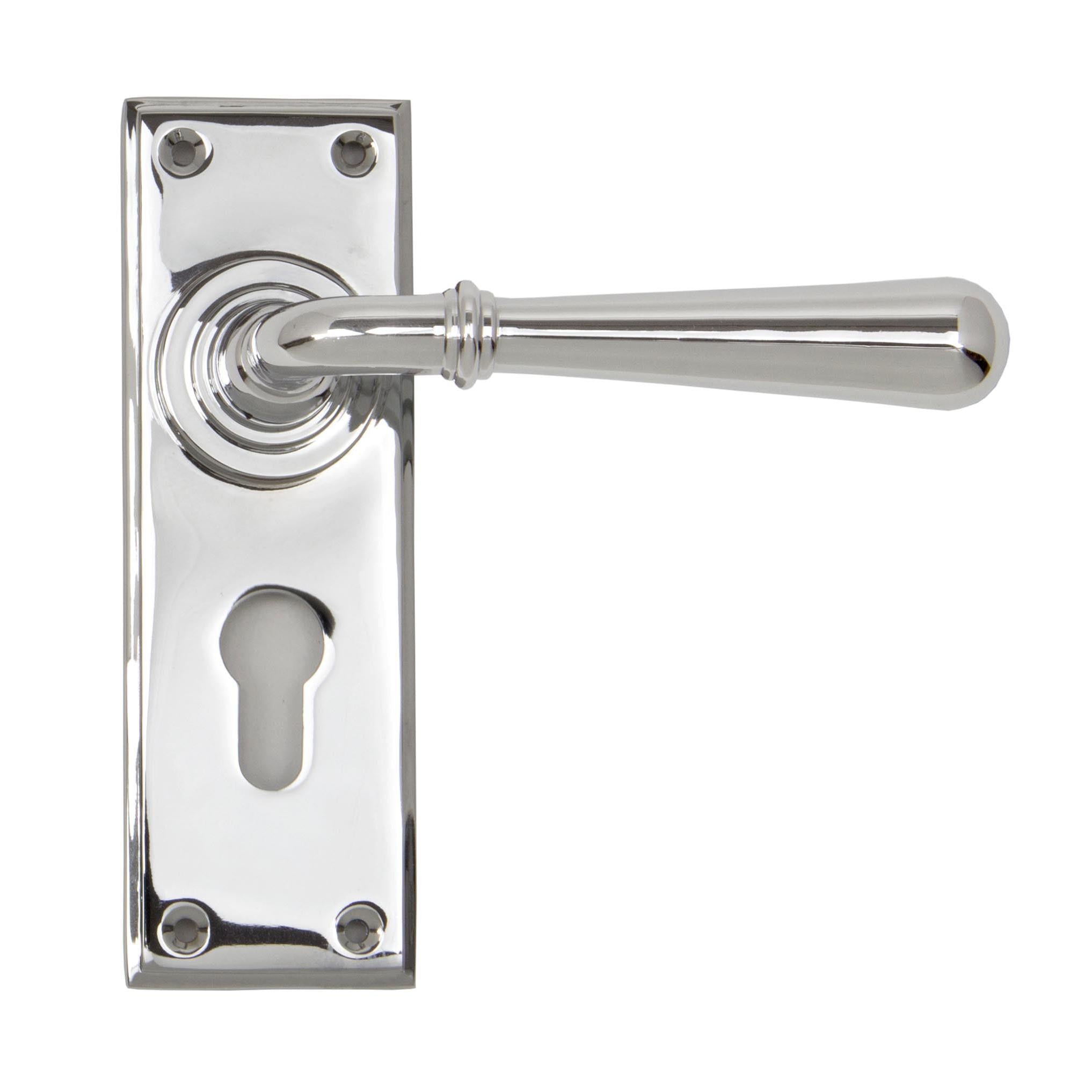 Polished Chrome Newbury Lever Euro Lock Set | From The Anvil - Lever Euro - From The Anvil - Yester Home
