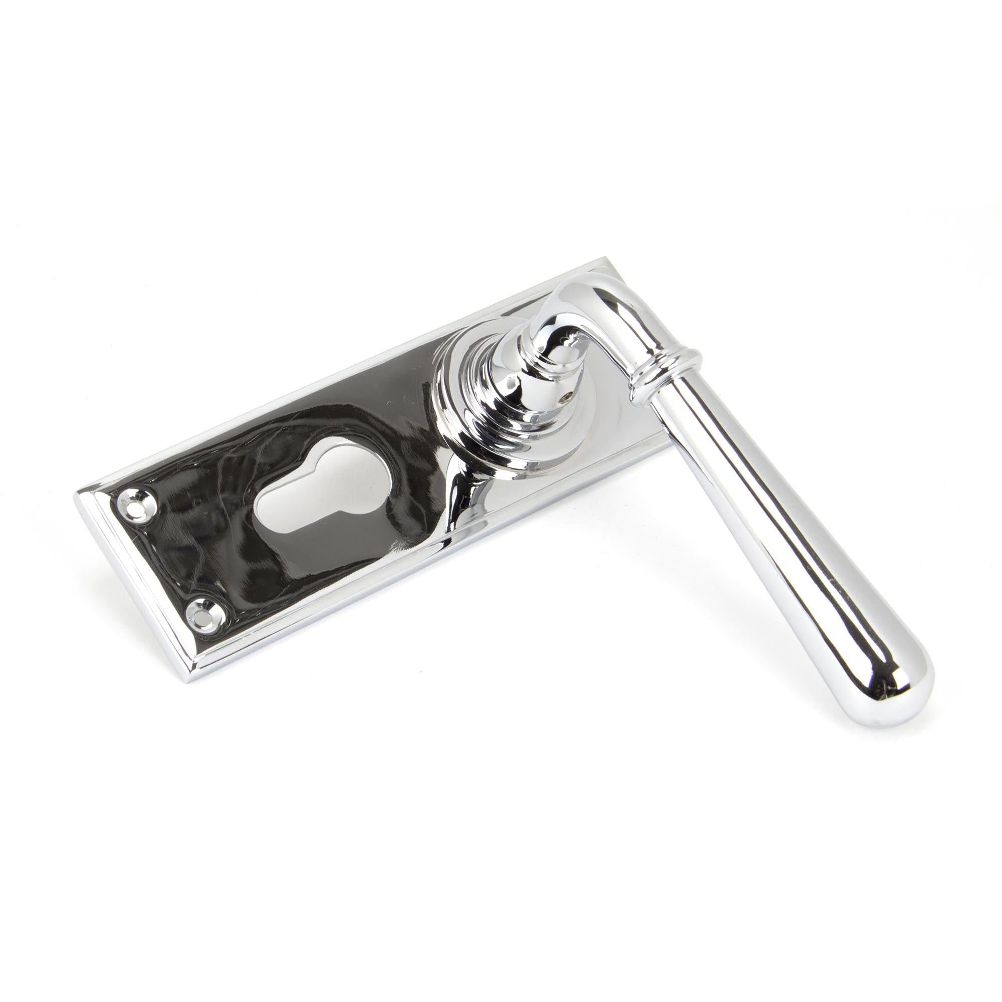 Polished Chrome Newbury Lever Euro Lock Set | From The Anvil - Lever Euro - From The Anvil - Yester Home
