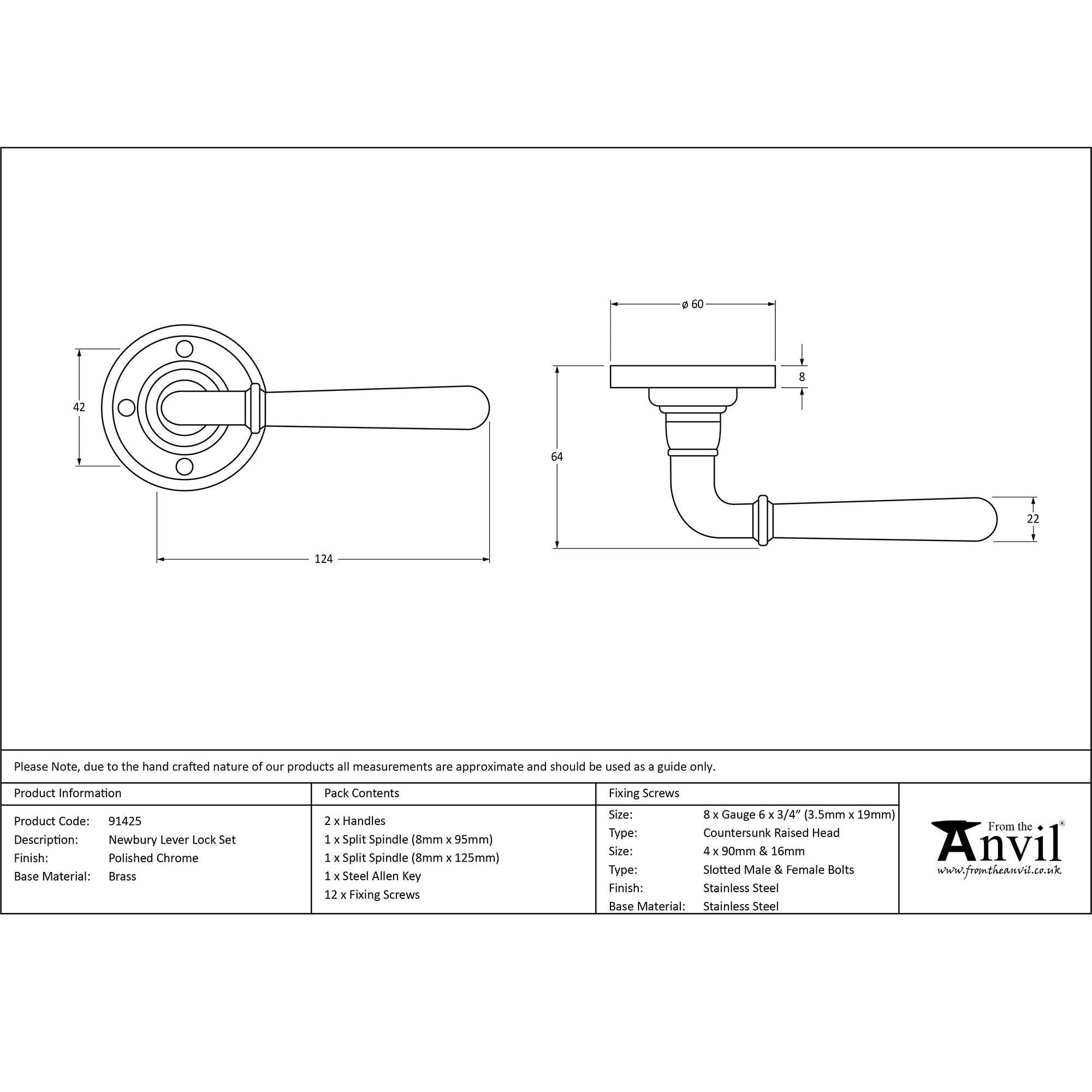 Polished Chrome Newbury Lever on Rose Set | From The Anvil - Lever on Rose - From The Anvil - Yester Home