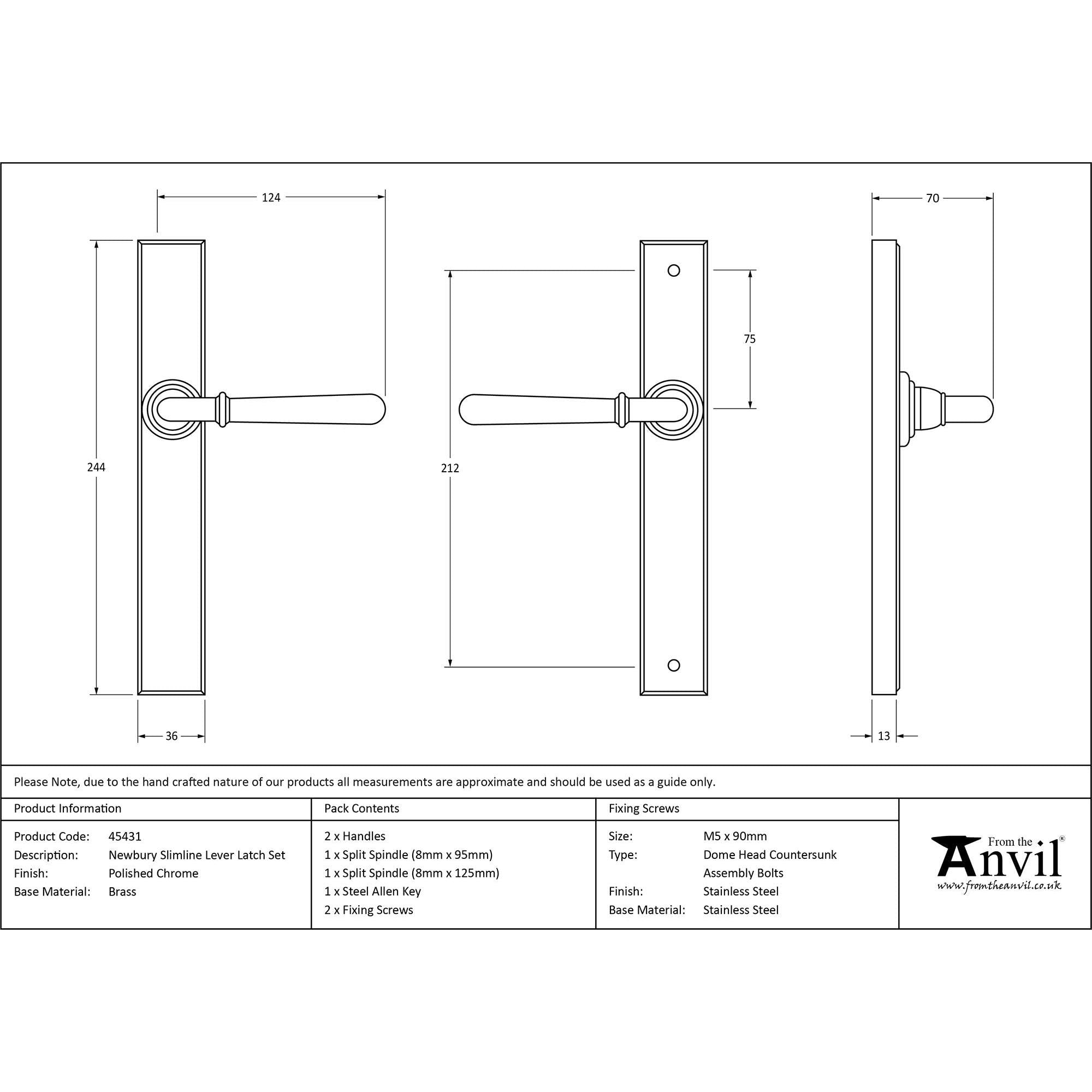 Polished Chrome Newbury Slimline Lever Latch Set | From The Anvil - Espagnolette - From The Anvil - Yester Home