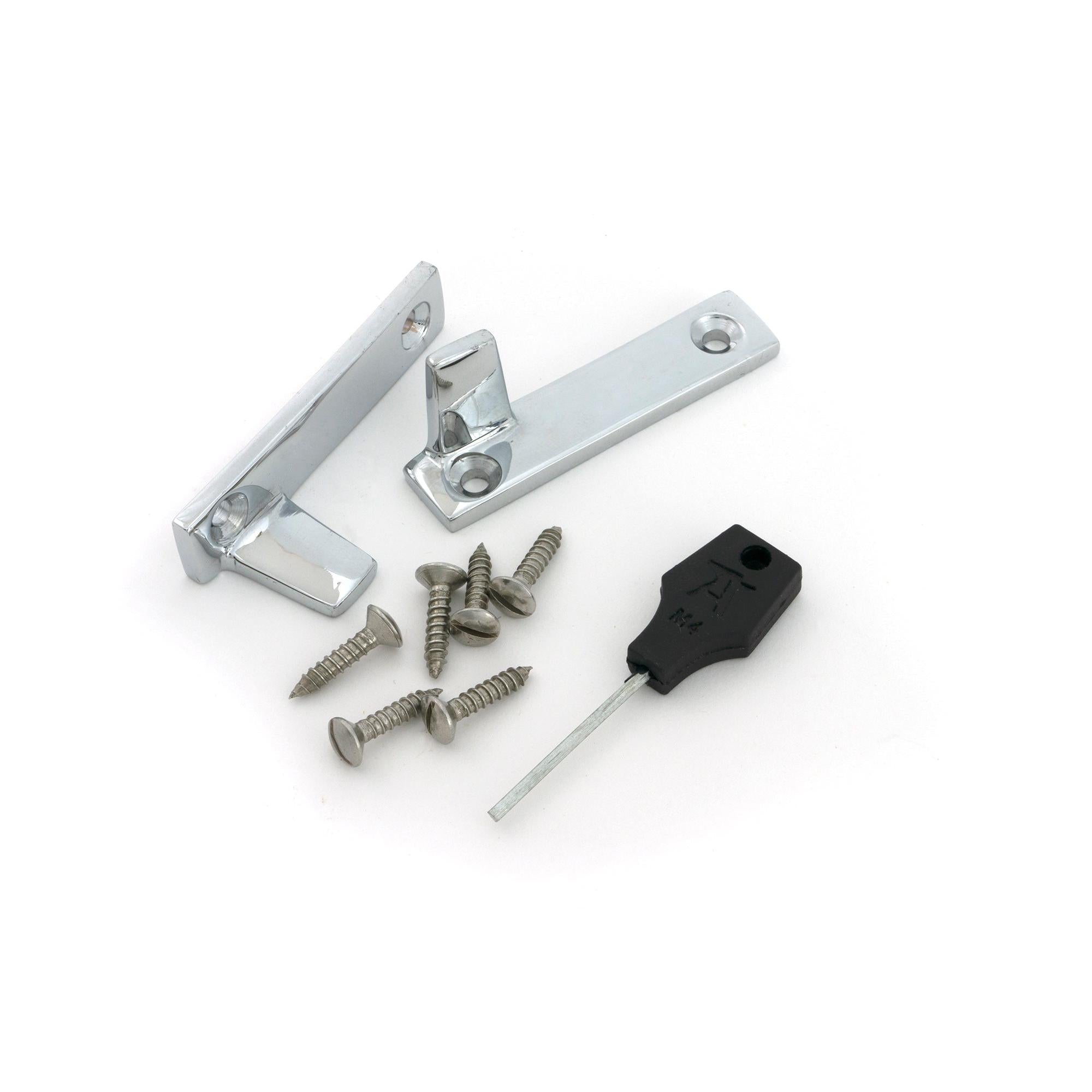 Polished Chrome Night-Vent Locking Art Deco Fastener - Night-Vent Fasteners - From The Anvil - Yester Home