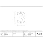 Polished Chrome Numeral 3 | From The Anvil - Numerals - From The Anvil - Yester Home