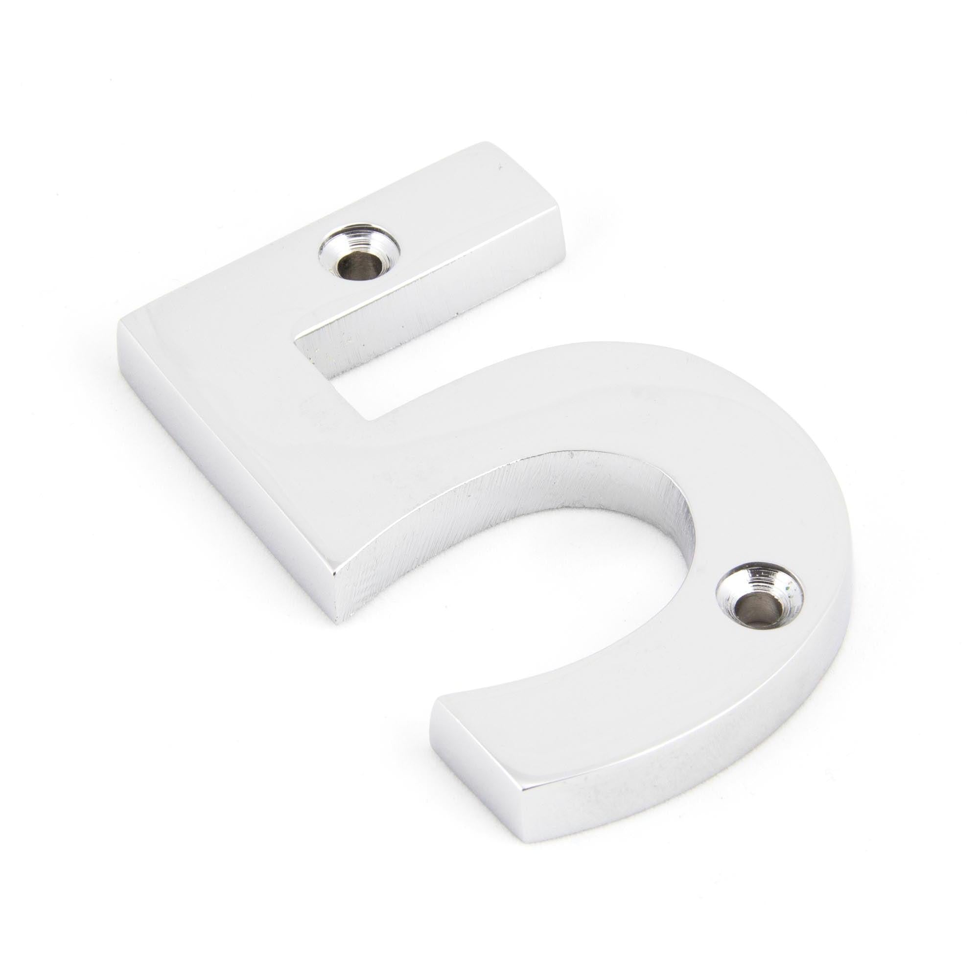 Polished Chrome Numeral 5 | From The Anvil - Numerals - From The Anvil - Yester Home