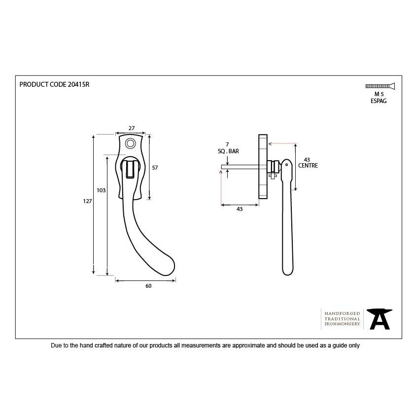 Polished Chrome Peardrop Espag - RH | From The Anvil-Espag. Fasteners-Yester Home