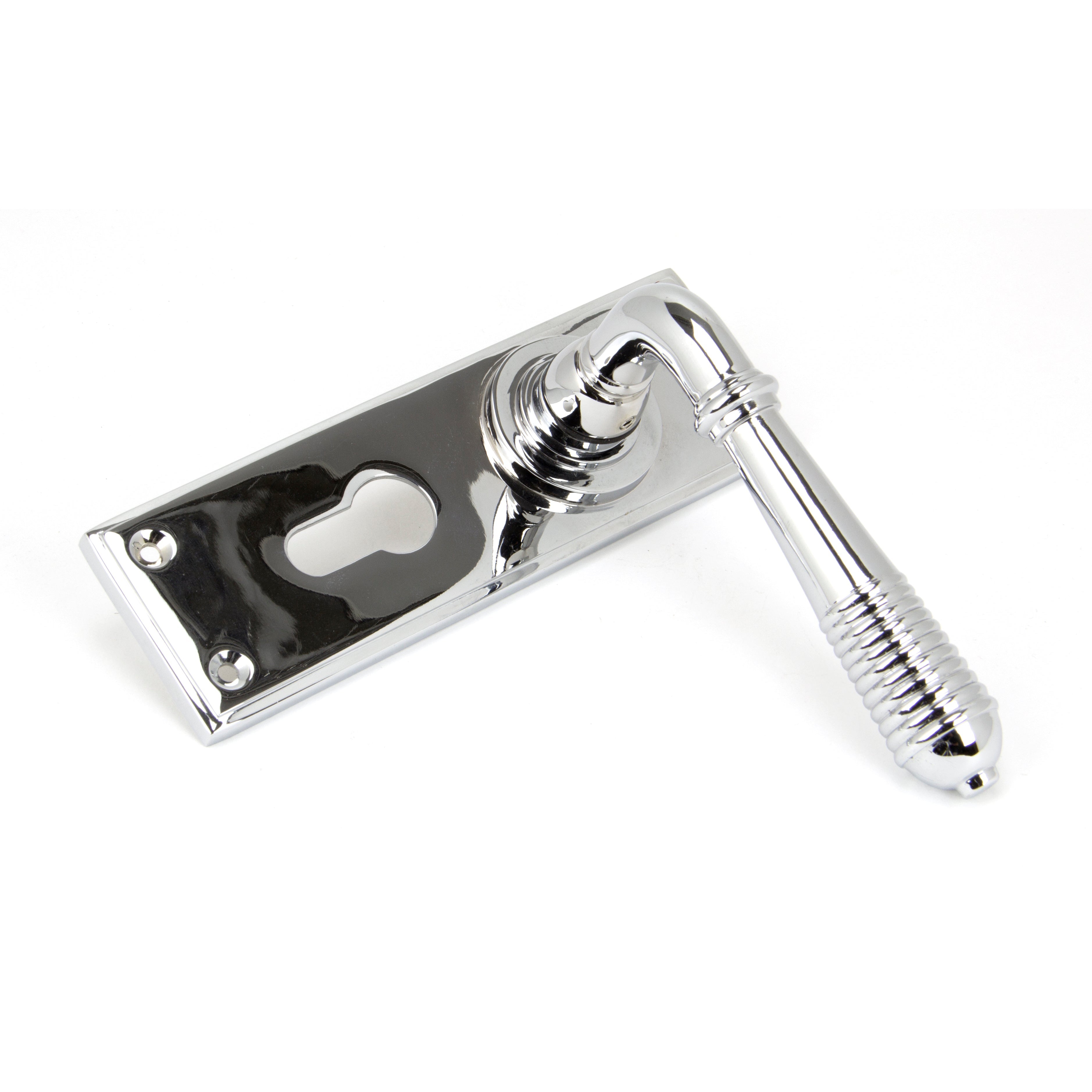 Polished Chrome Reeded Lever Euro Lock Set | From The Anvil-Lever Euro-Yester Home