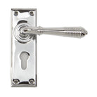 Polished Chrome Reeded Lever Euro Lock Set | From The Anvil - Lever Euro - From The Anvil - Yester Home