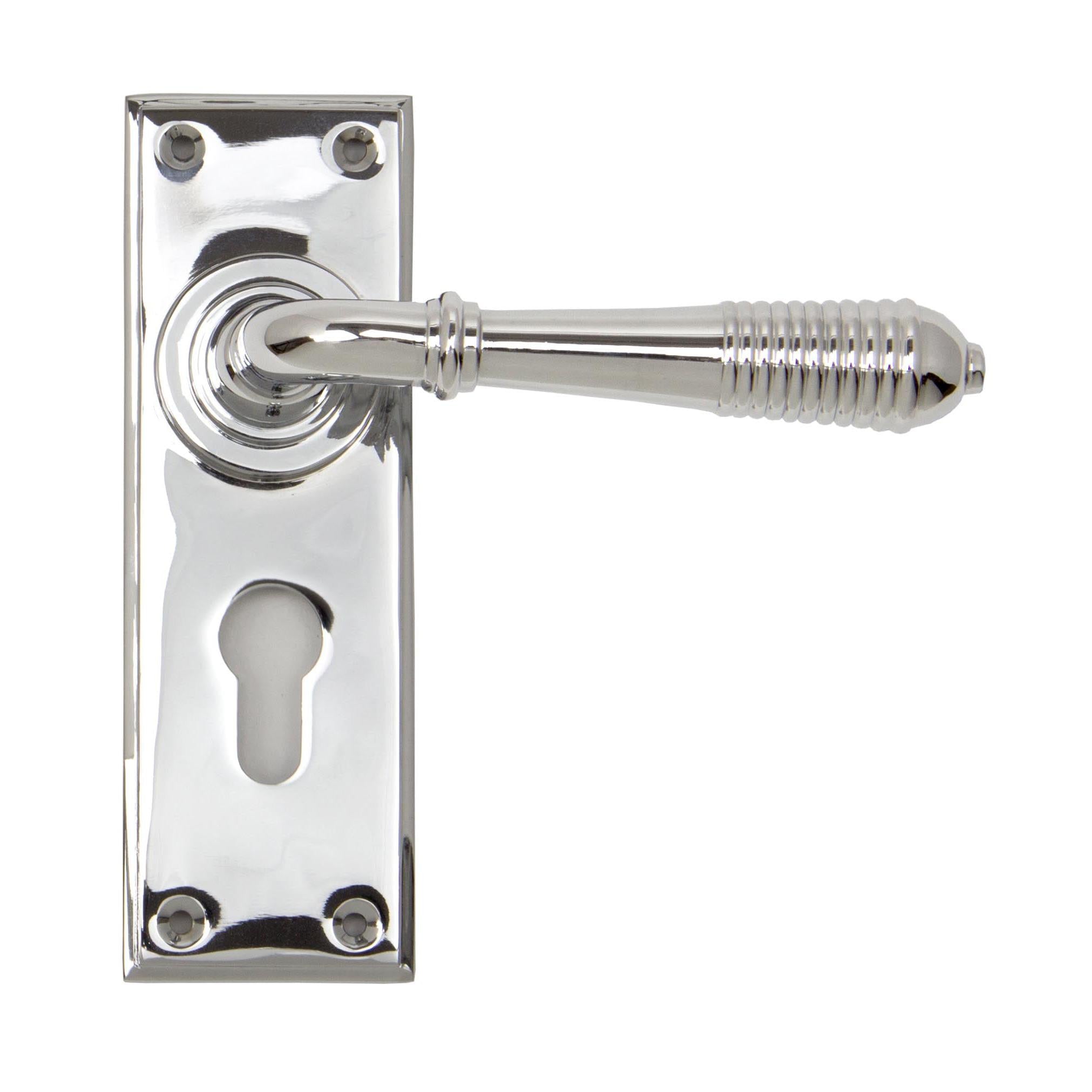 Polished Chrome Reeded Lever Euro Lock Set | From The Anvil - Lever Euro - From The Anvil - Yester Home