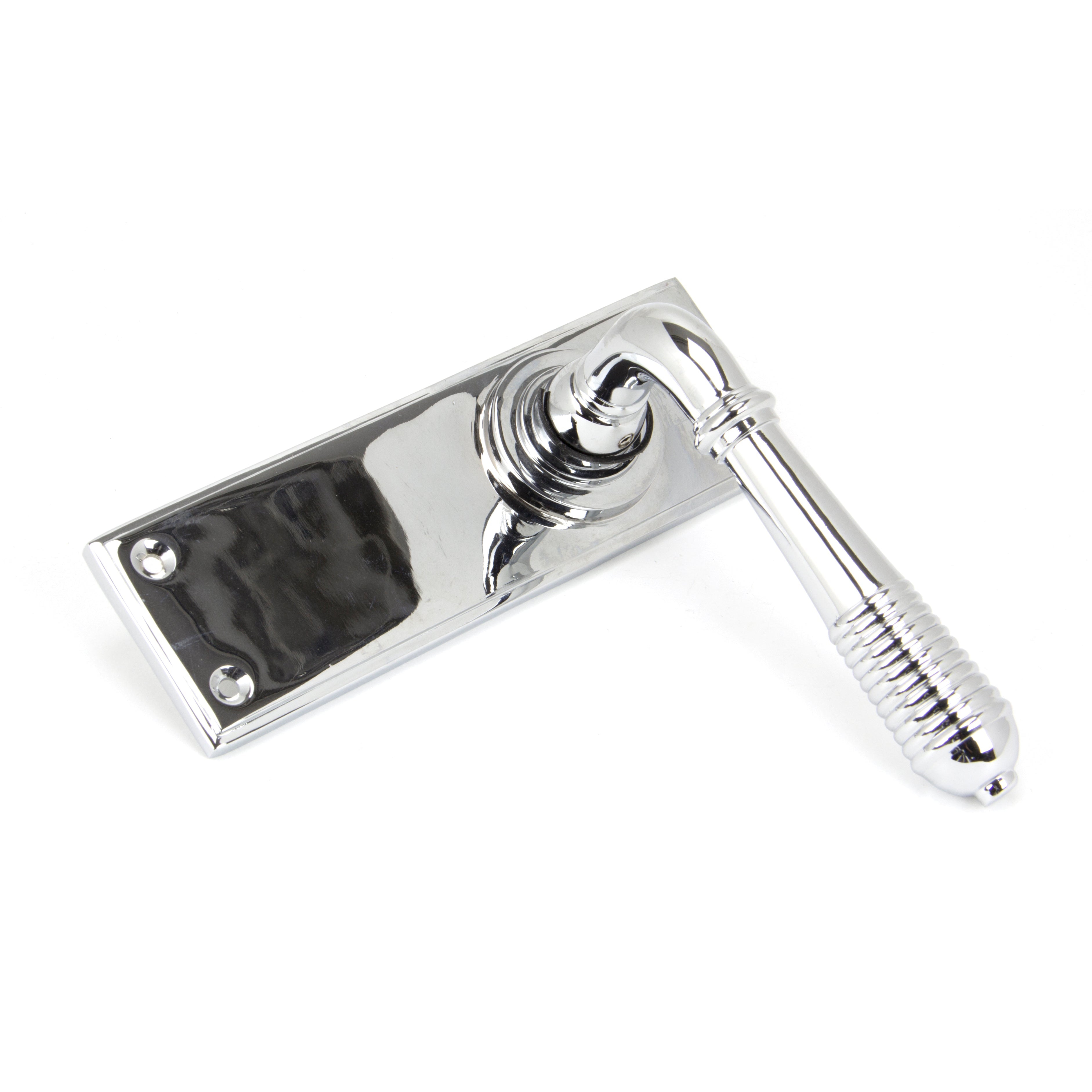 Polished Chrome Reeded Lever Latch Set | From The Anvil-Lever Latch-Yester Home