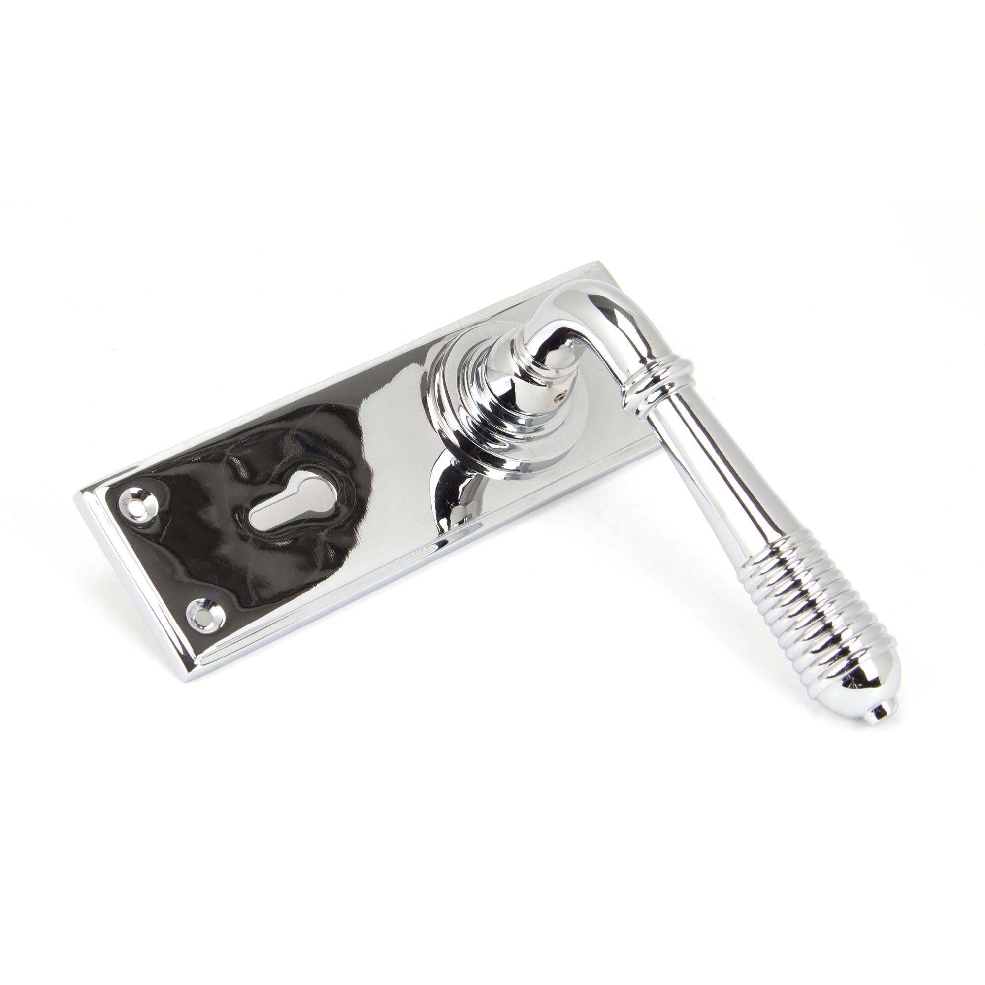 Polished Chrome Reeded Lever Lock Set | From The Anvil - Lever Lock - From The Anvil - Yester Home