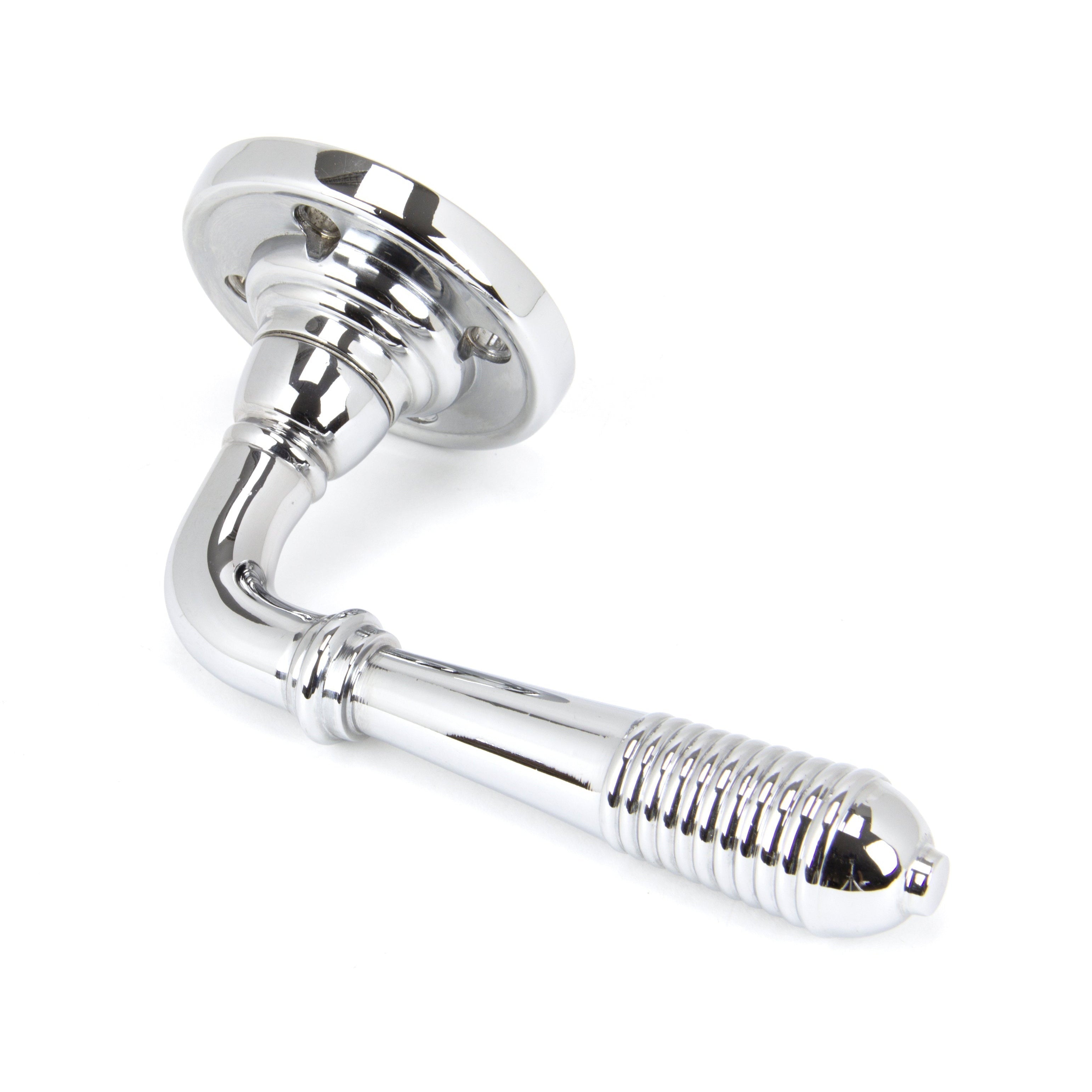 Polished Chrome Reeded Lever on Rose Set | From The Anvil-Lever on Rose-Yester Home