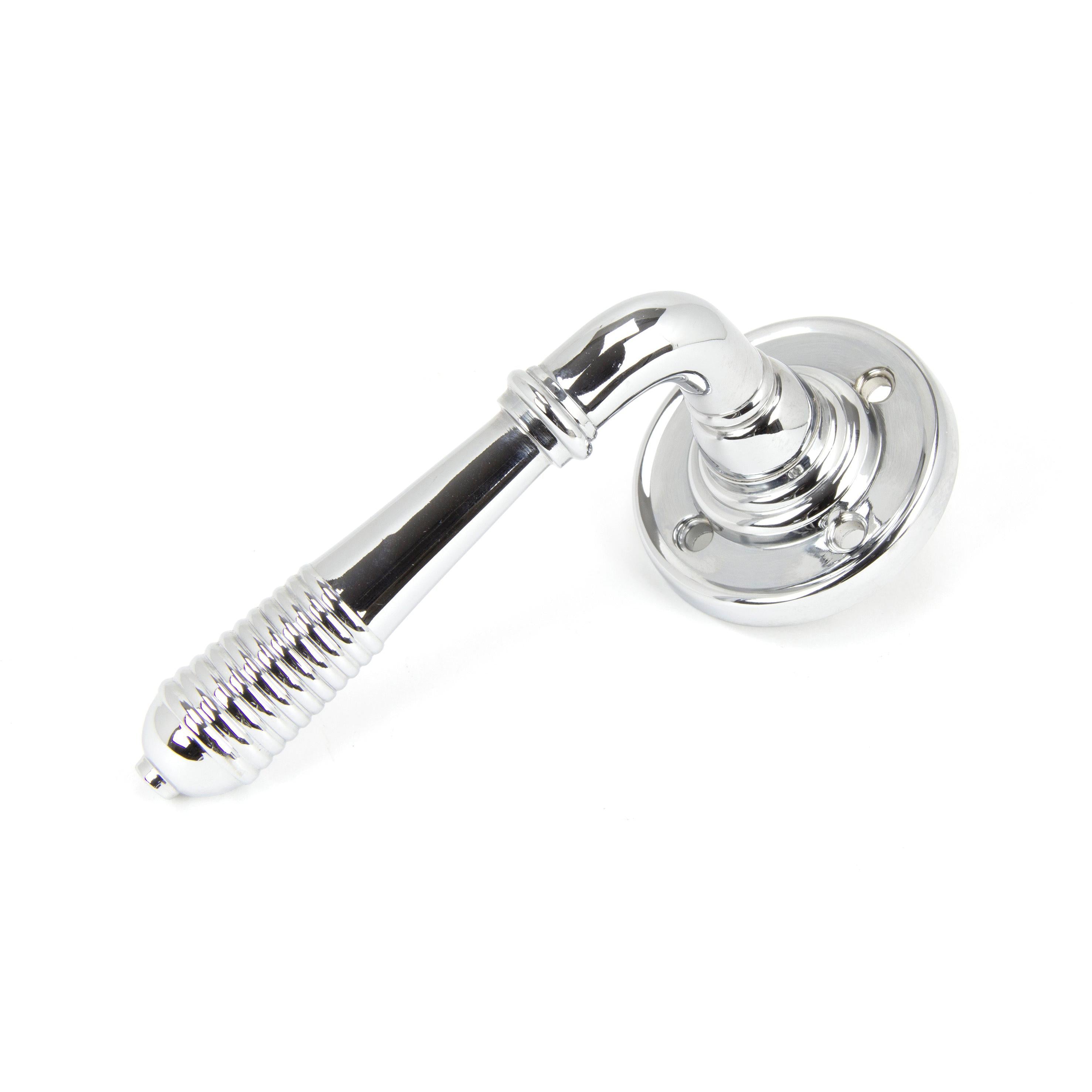 Polished Chrome Reeded Lever on Rose Set - Unsprung | From The Anvil - Lever on Rose - From The Anvil - Yester Home