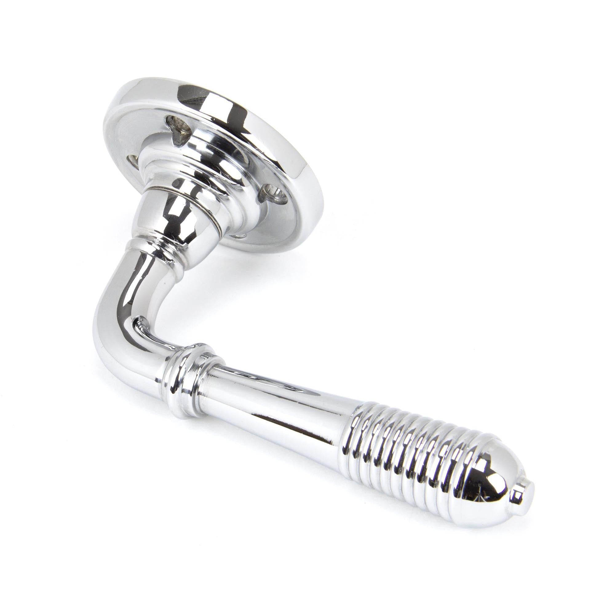 Polished Chrome Reeded Lever on Rose Set - Unsprung | From The Anvil - Lever on Rose - From The Anvil - Yester Home