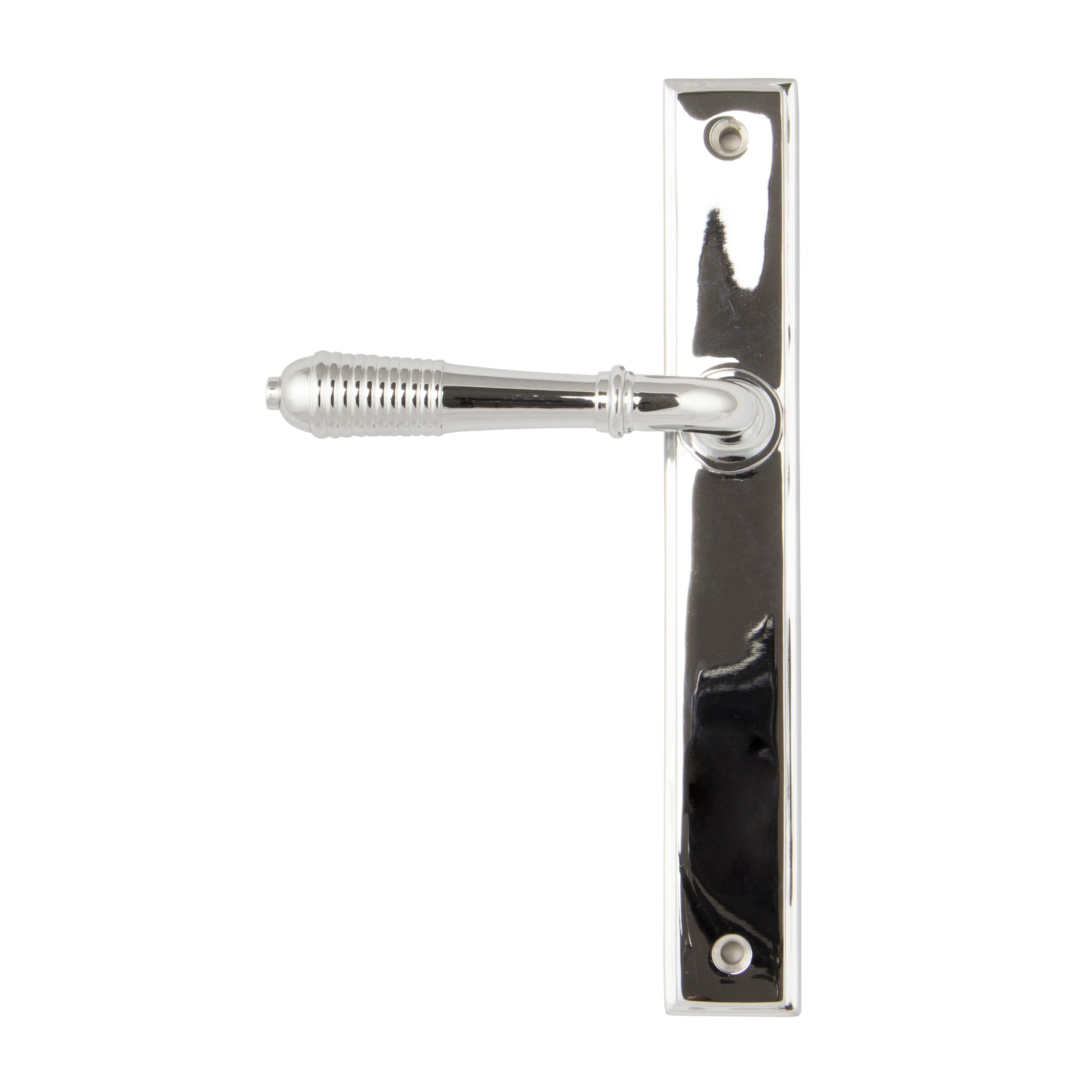 Polished Chrome Reeded Slimline Lever Latch Set | From The Anvil-Espagnolette-Yester Home