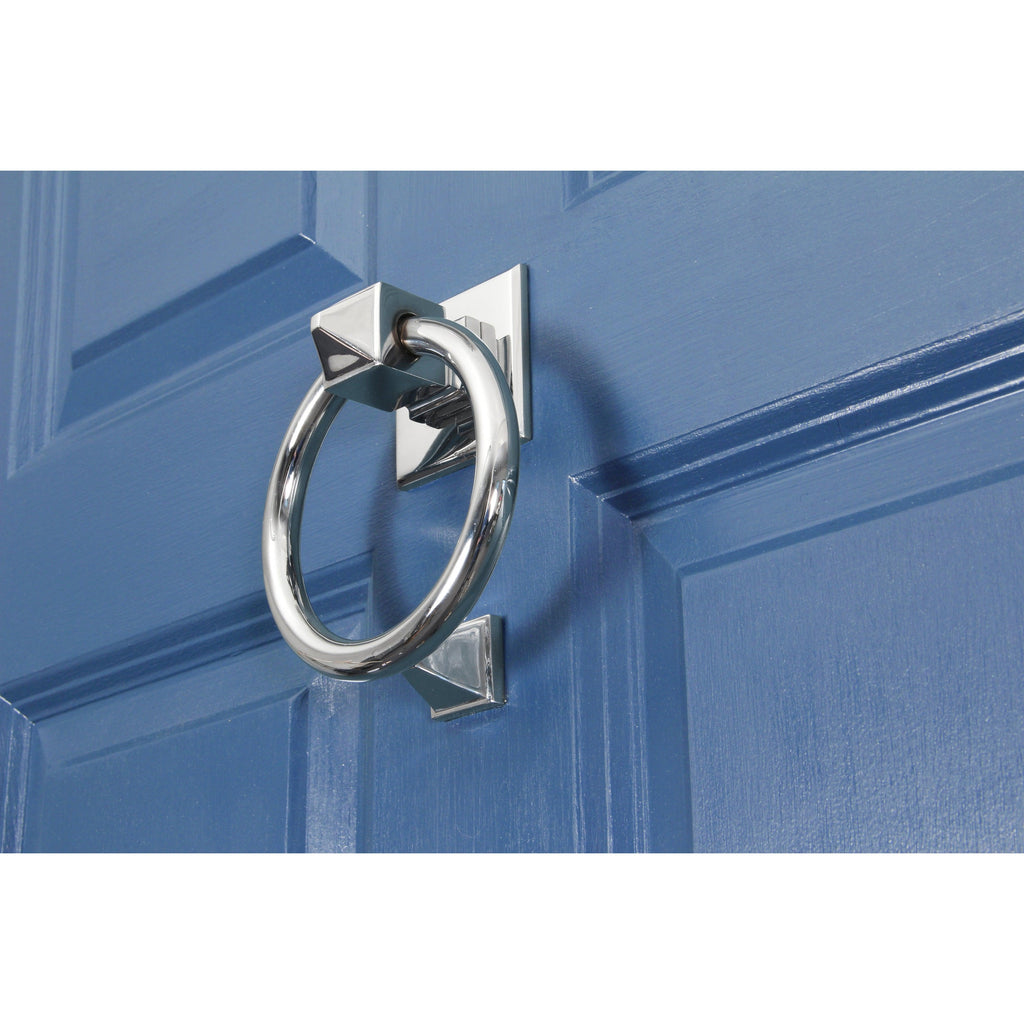 Polished Chrome Ring Door Knocker | From The Anvil-Bolt-Through Door Knockers-Yester Home