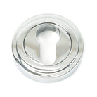 Polished Chrome Round Euro Escutcheon (Art Deco) | From The Anvil - Euro Escutcheons - From The Anvil - Yester Home