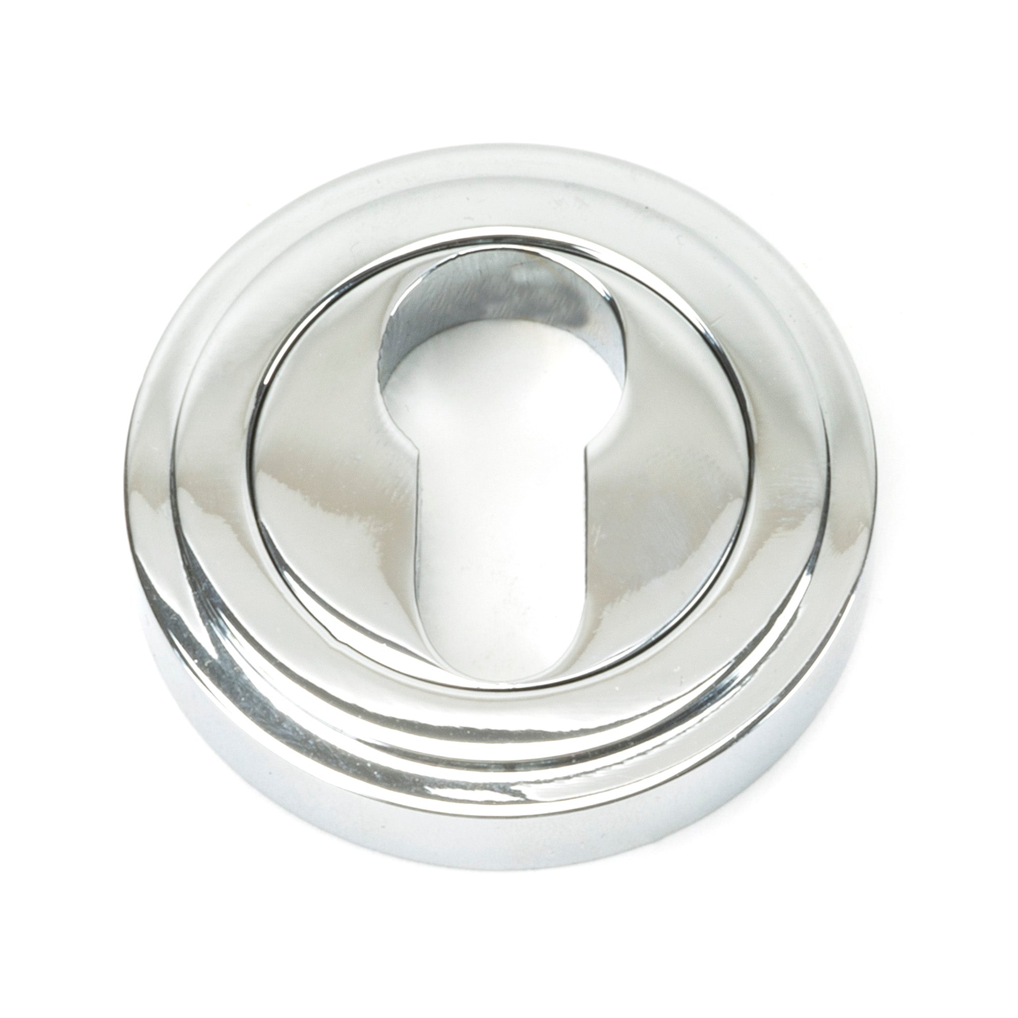 Polished Chrome Round Euro Escutcheon (Art Deco) | From The Anvil - Euro Escutcheons - From The Anvil - Yester Home