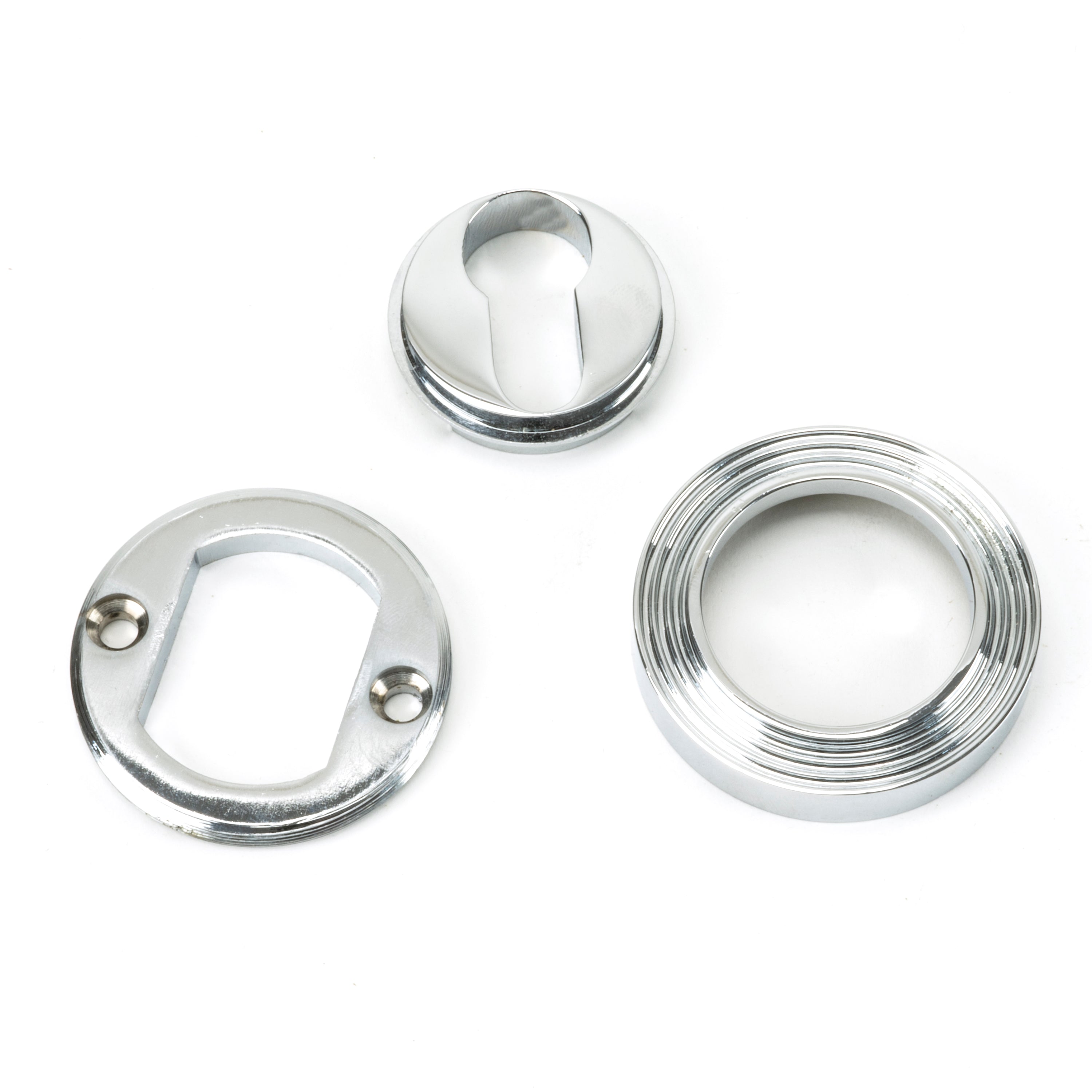 Polished Chrome Round Euro Escutcheon (Beehive) | From The Anvil-Euro Escutcheons-Yester Home