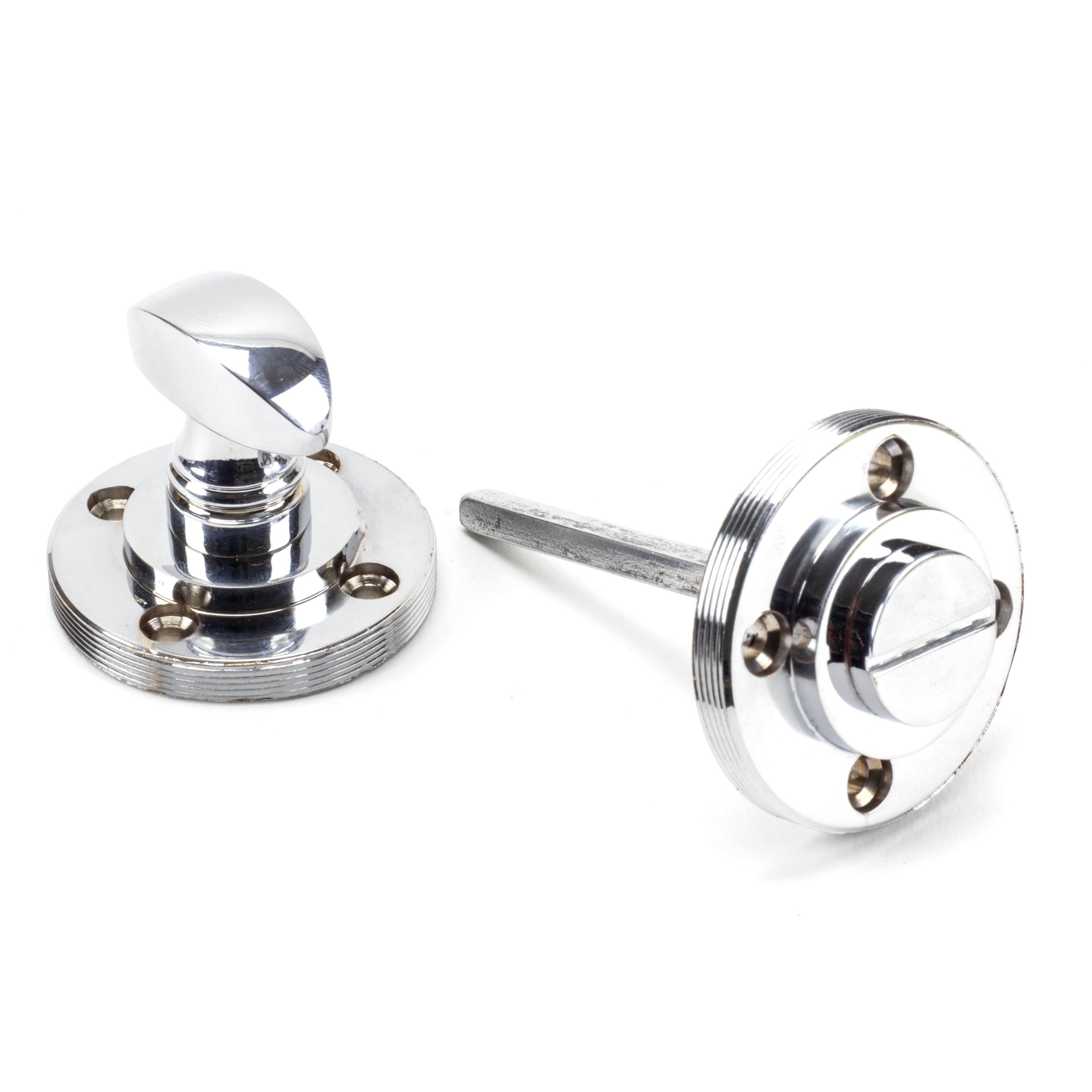 Polished Chrome Round Thumbturn Set (Art Deco) | From The Anvil-Thumbturns-Yester Home