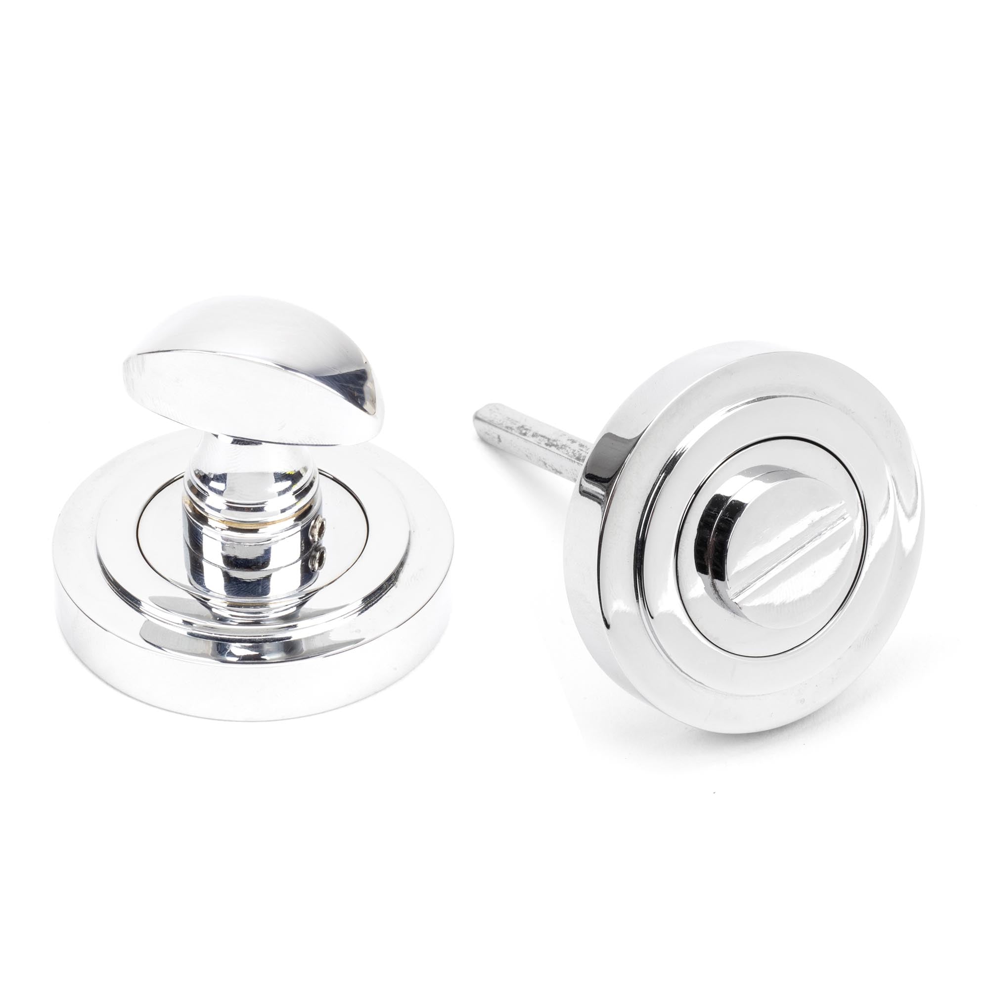 Polished Chrome Round Thumbturn Set (Art Deco) | From The Anvil - Thumbturns - From The Anvil - Yester Home