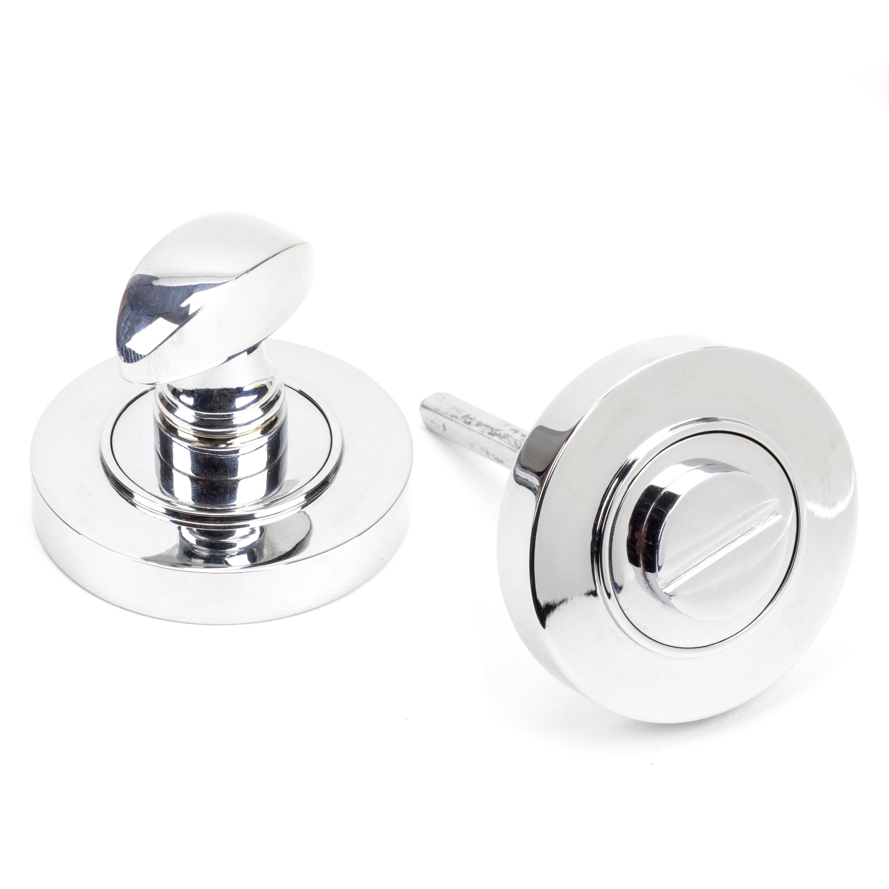 Polished Chrome Round Thumbturn Set (Plain) | From The Anvil-Thumbturns-Yester Home