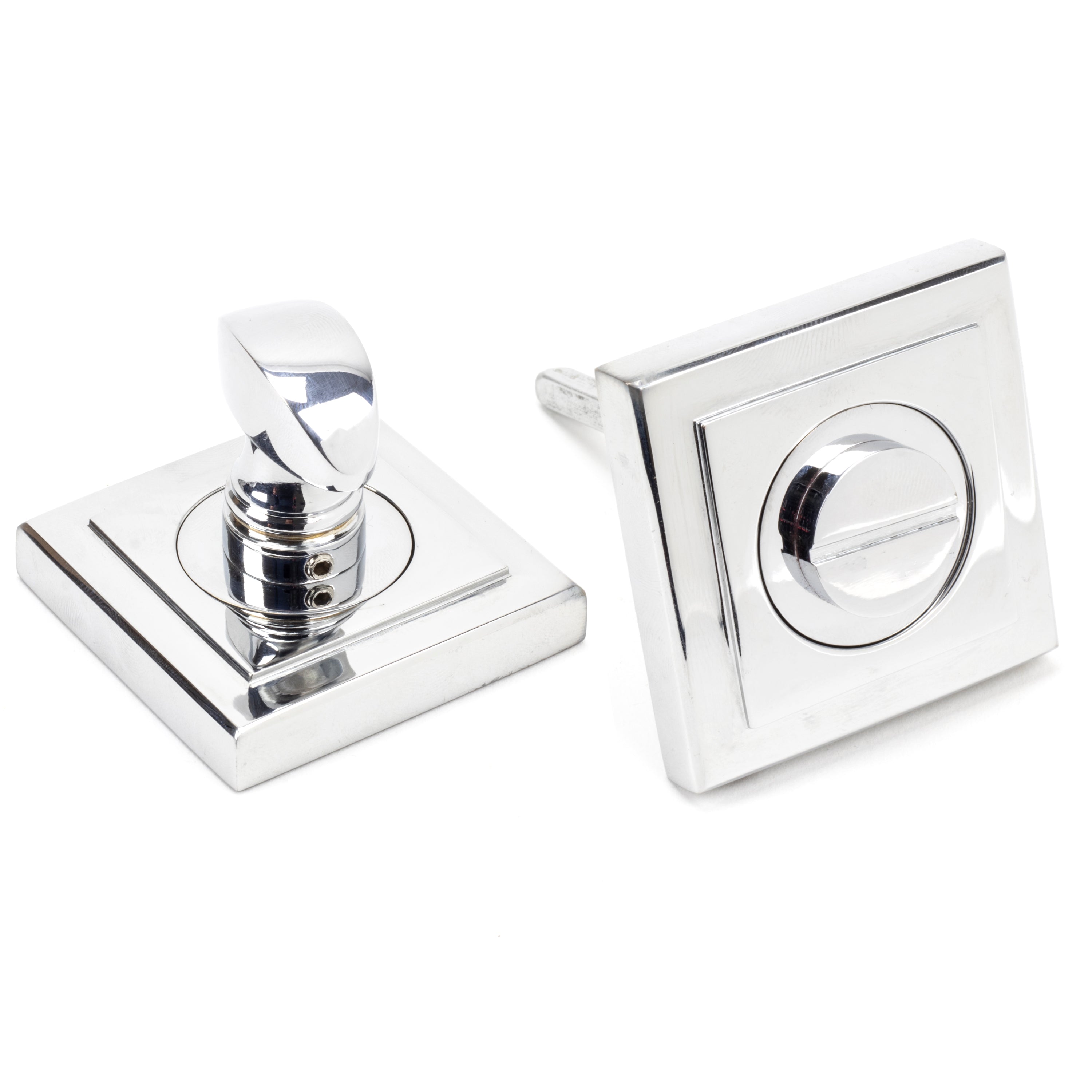 Polished Chrome Round Thumbturn Set (Square) | From The Anvil-Thumbturns-Yester Home